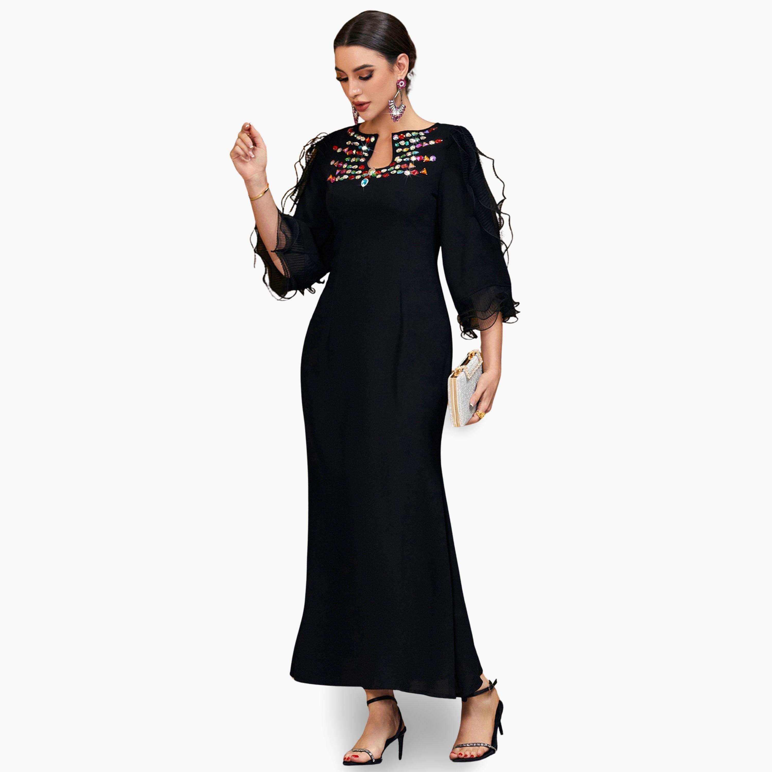 فستان طويل نسائي ضيق مزين بالفصوص-women-clothing-dresses-image-3