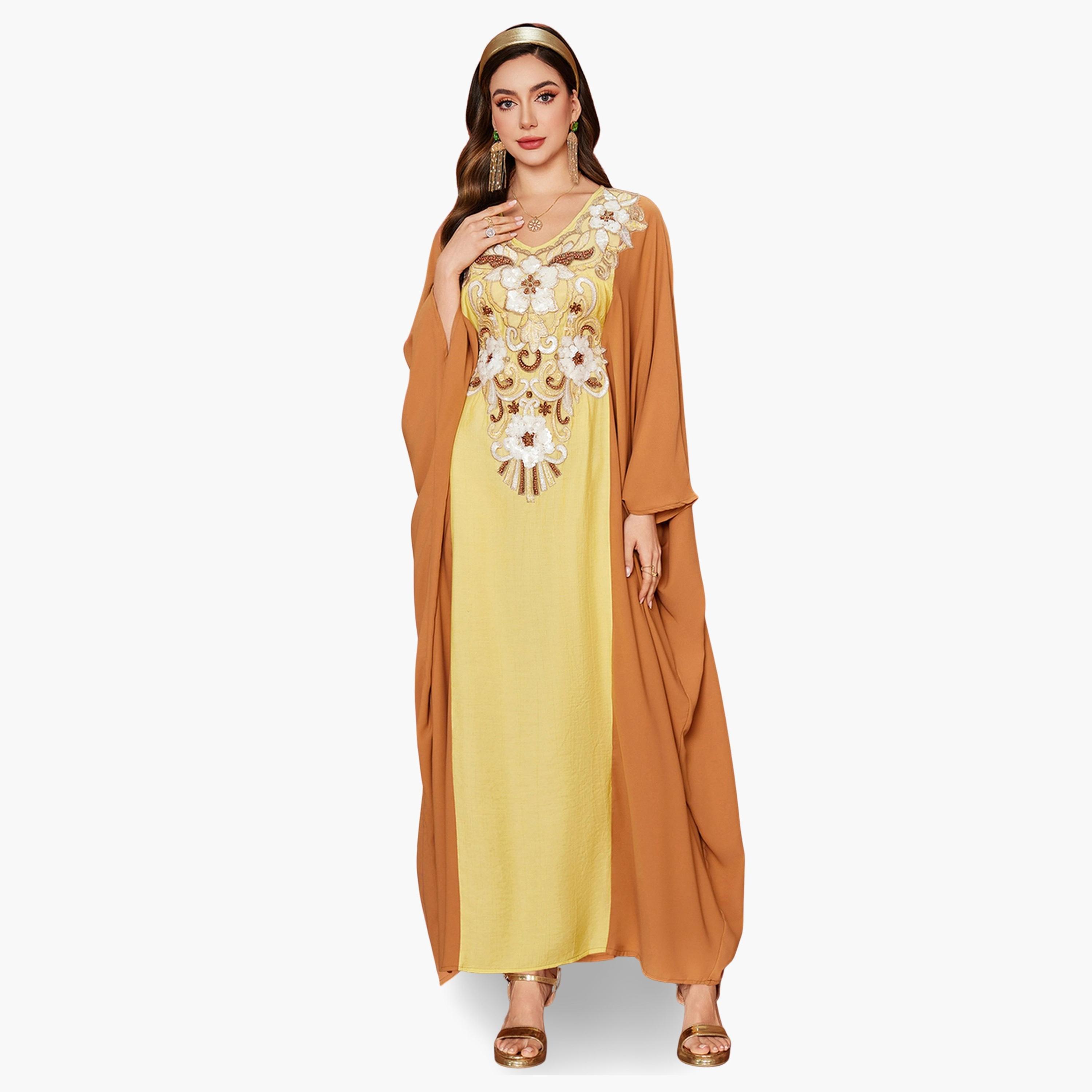 جلابية مزينة برقع زهور-women-arabicclothing-jalabiyas-image-1