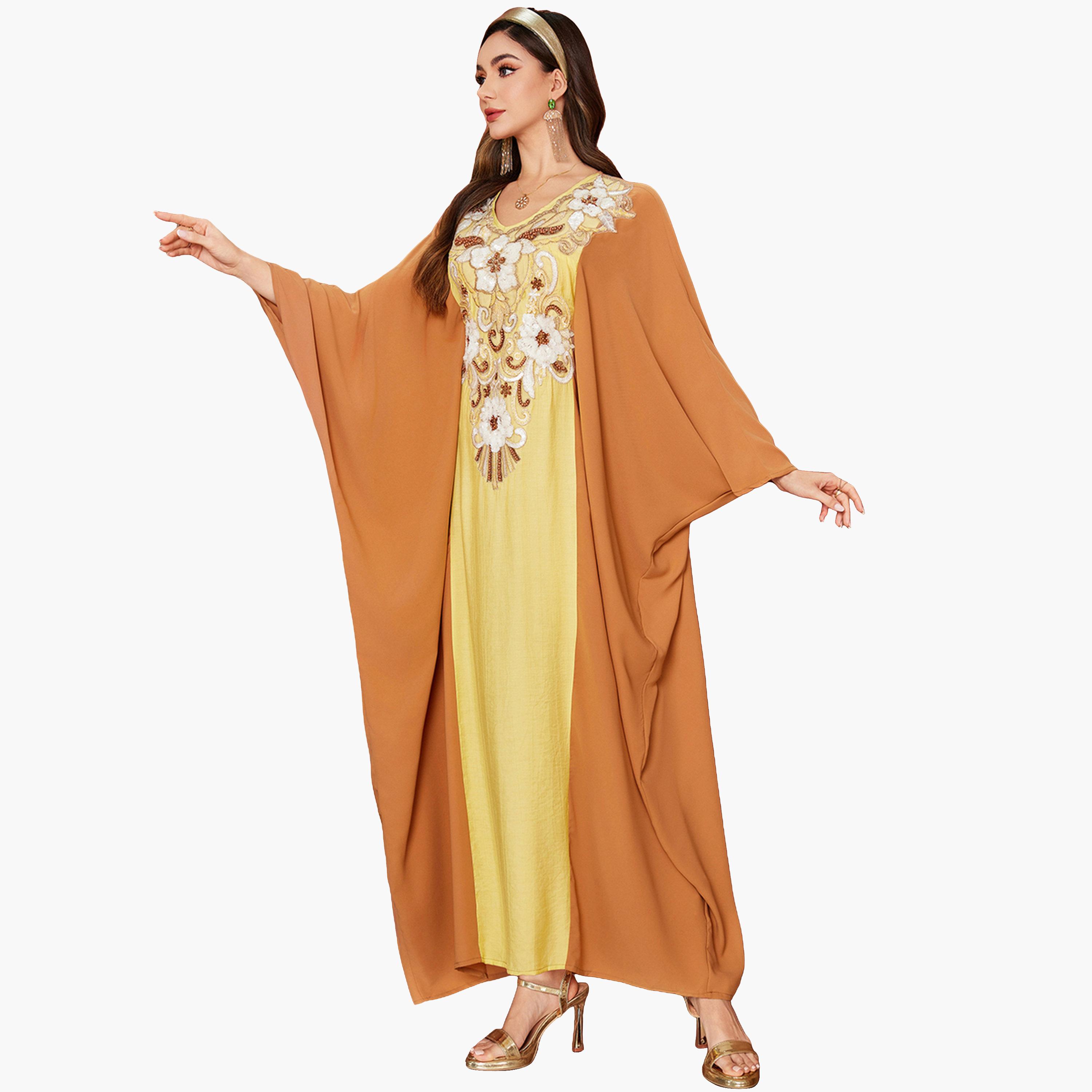 جلابية مزينة برقع زهور-women-arabicclothing-jalabiyas-image-3