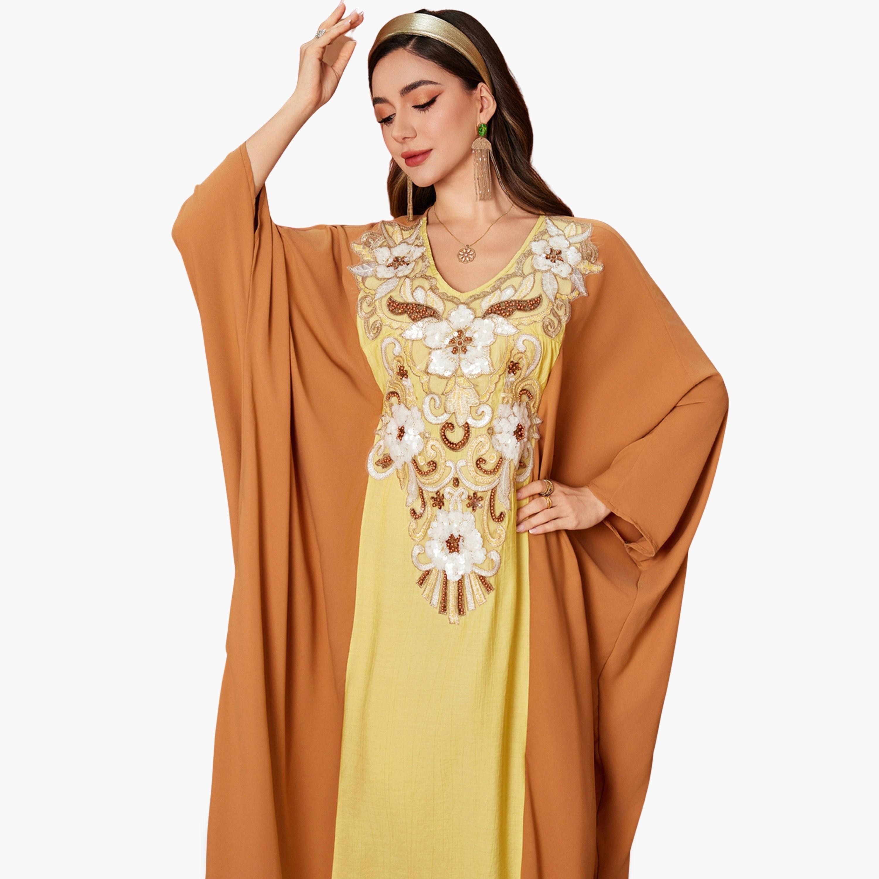 جلابية مزينة برقع زهور-women-arabicclothing-jalabiyas-image-4