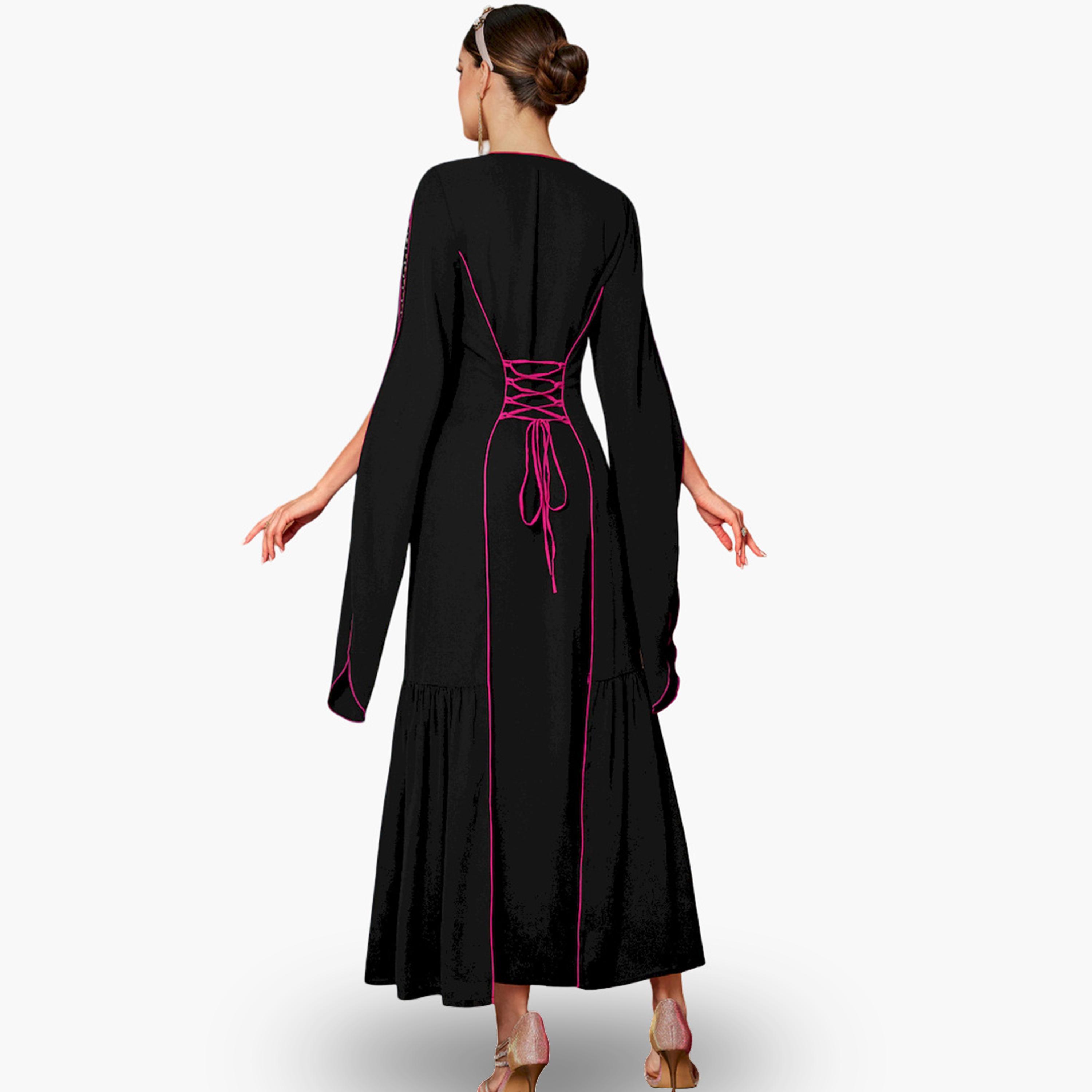 فستان طويل مزين بخصر محدد وأكمام مفتوحة-women-clothing-dresses-image-5