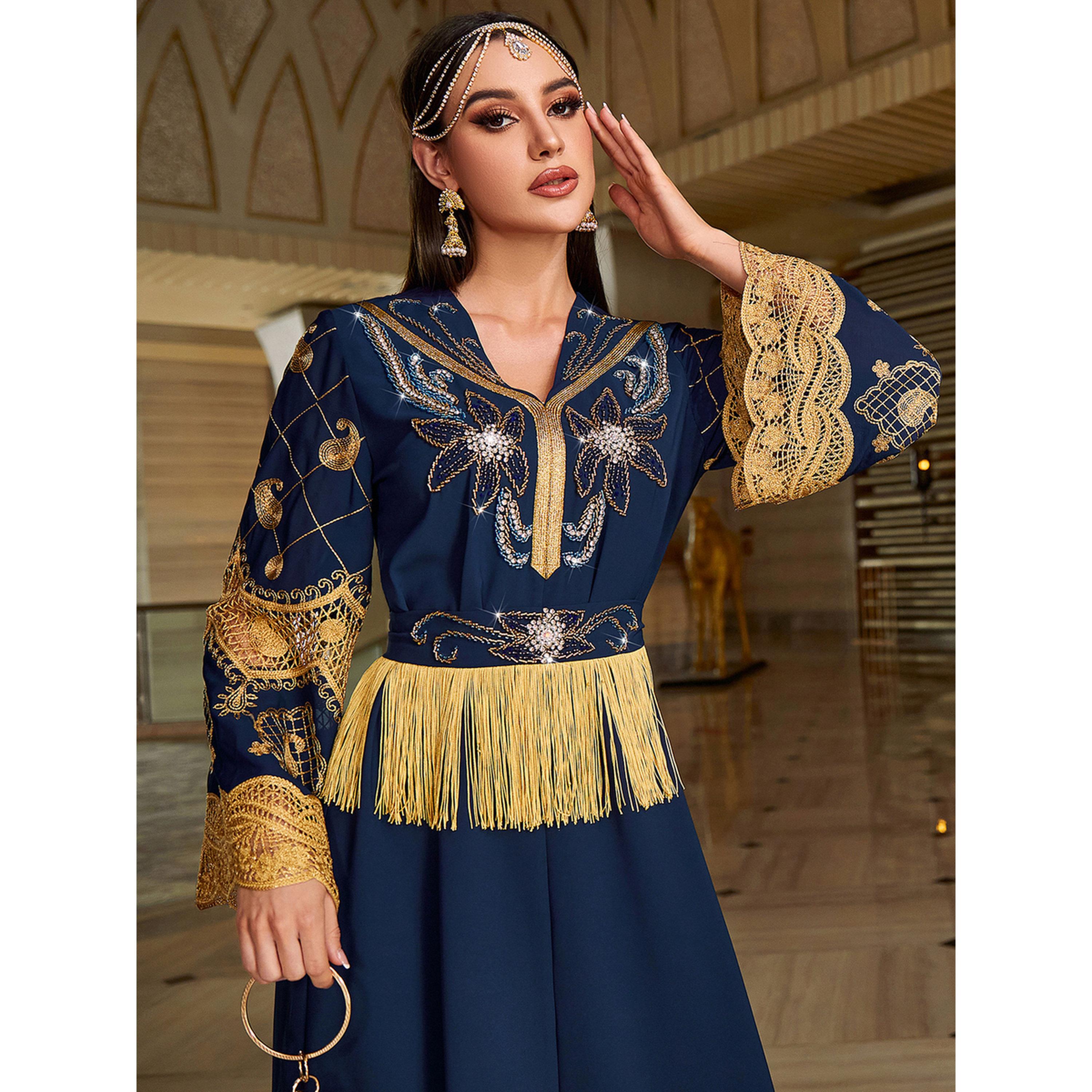 جلابية مطرزة ومزينة بشراشيب-women-arabicclothing-jalabiyas-image-2