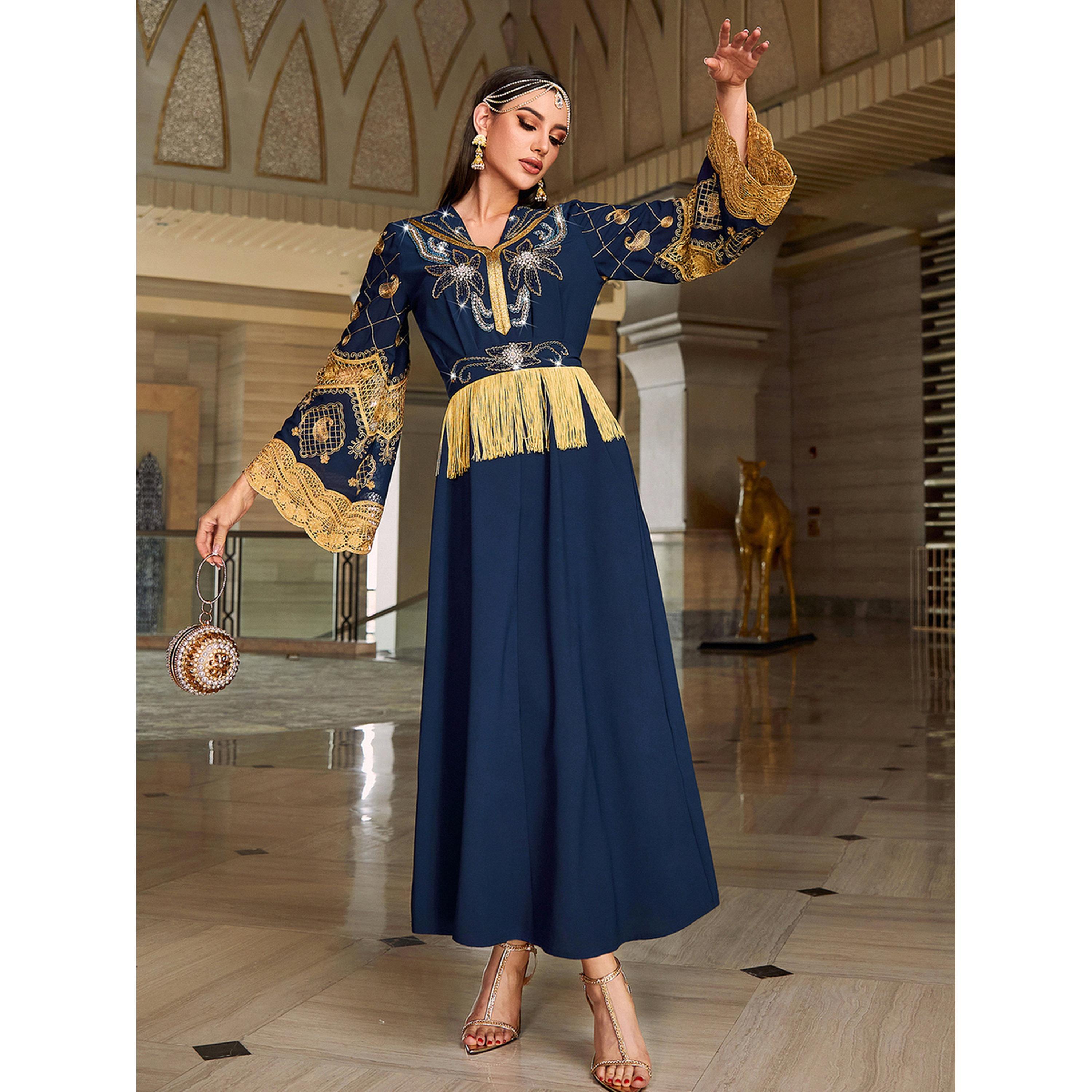 جلابية مطرزة ومزينة بشراشيب-women-arabicclothing-jalabiyas-image-4