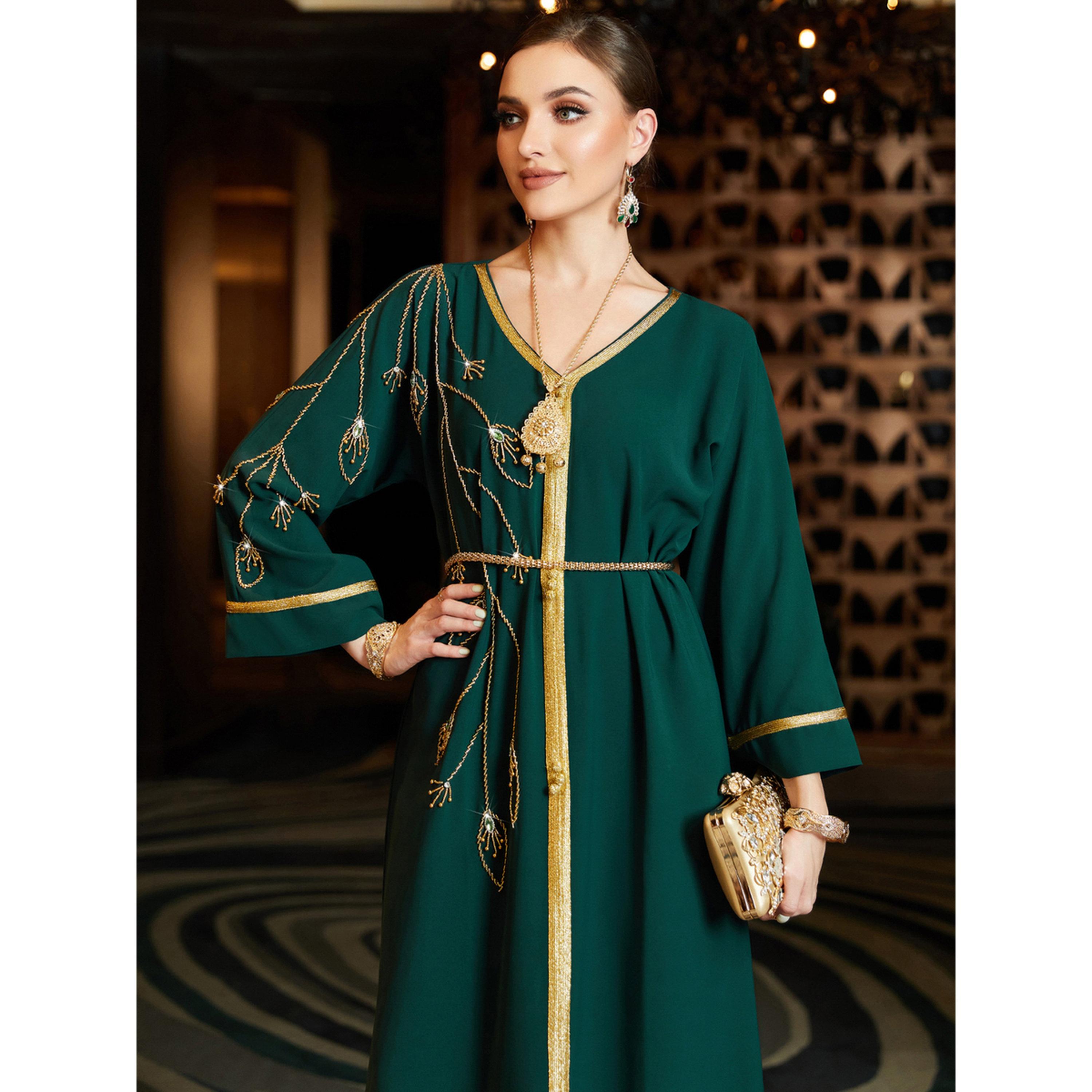 جلابية مزينة بحواف ذهبية-women-arabicclothing-jalabiyas-image-2