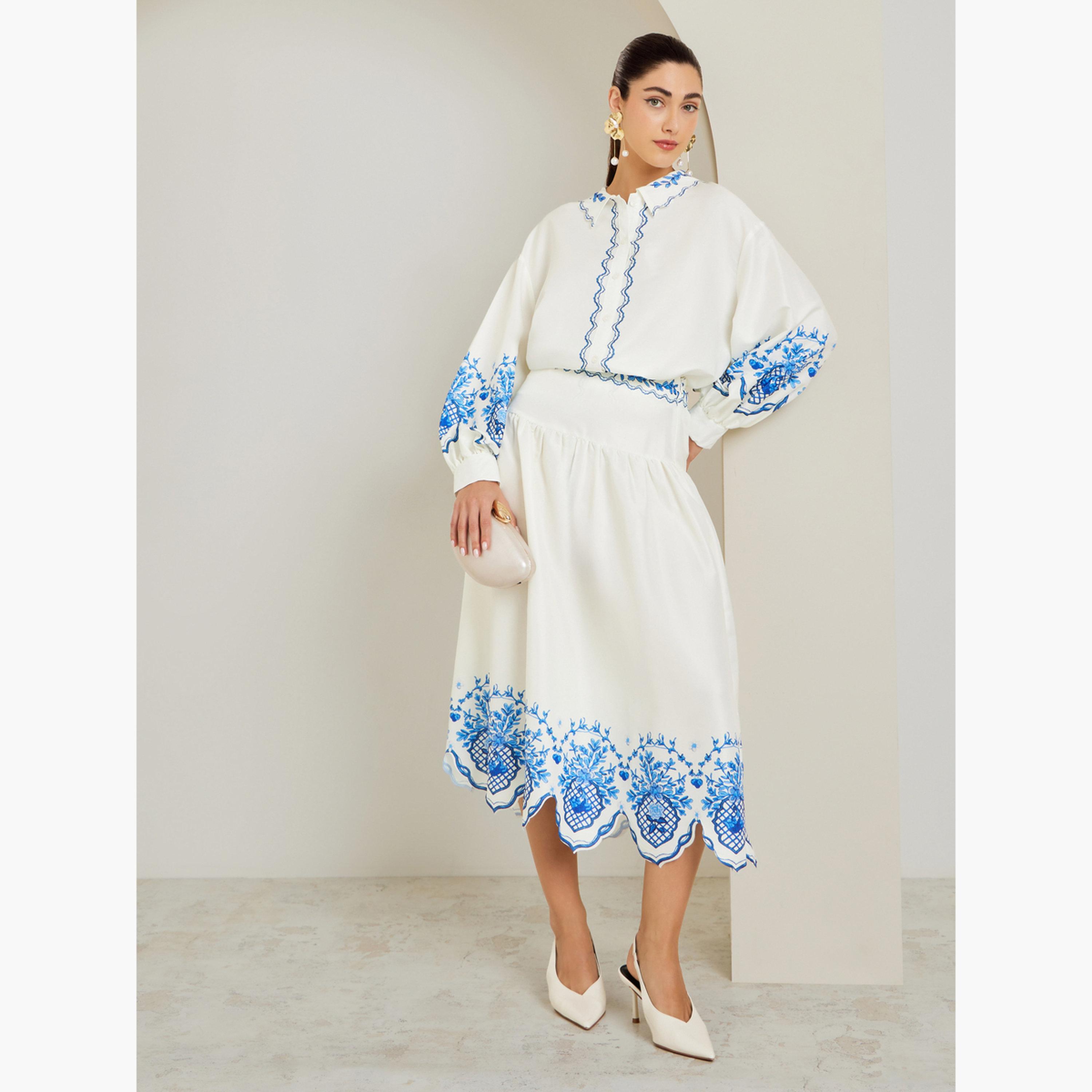 Styli Cream Placement Print Balloon Sleeve Blouse-women-clothing-shirtsandblouses-blouses-image-2
