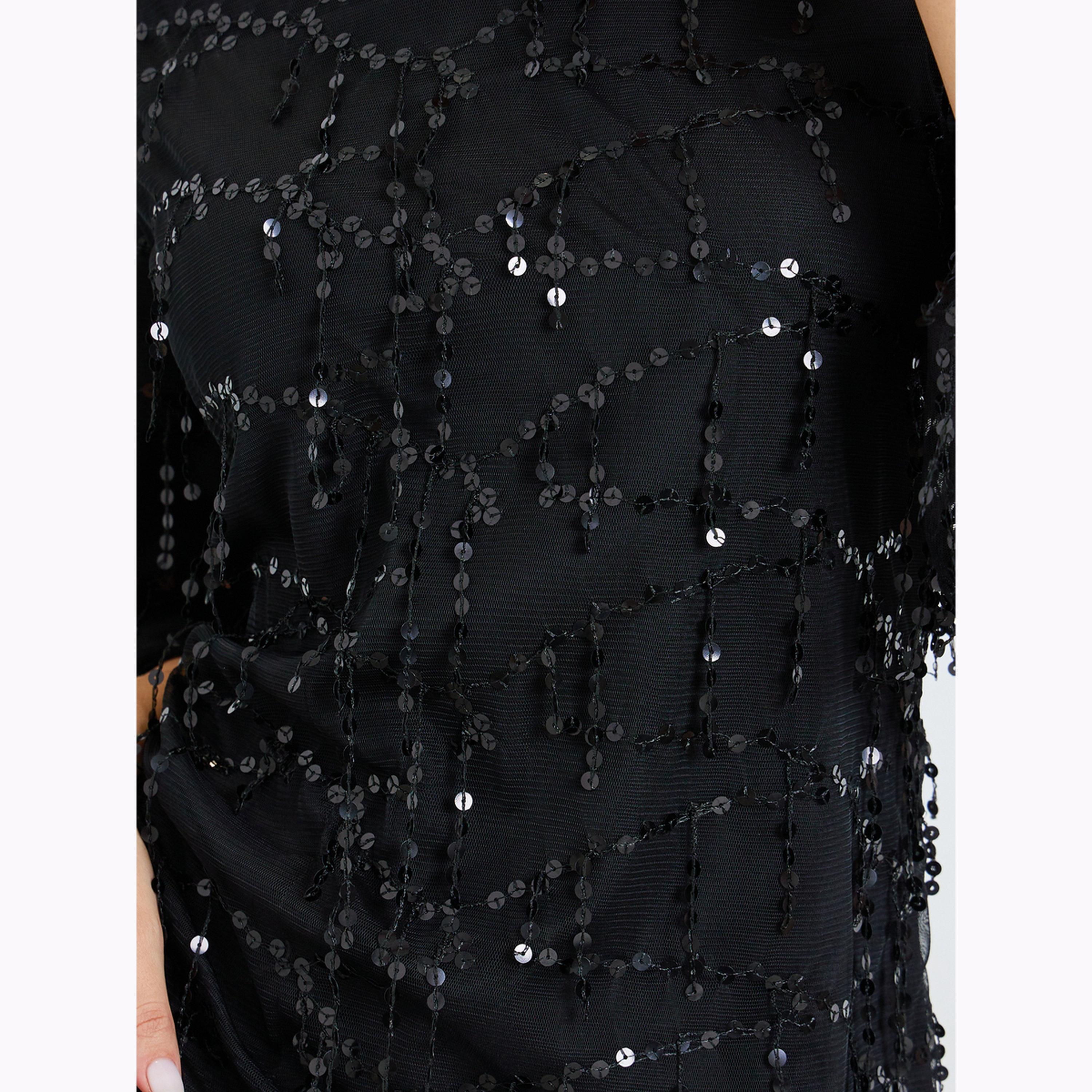 Styli Black Sequin A-Line Maxi Dress-women-clothing-dresses-image-5