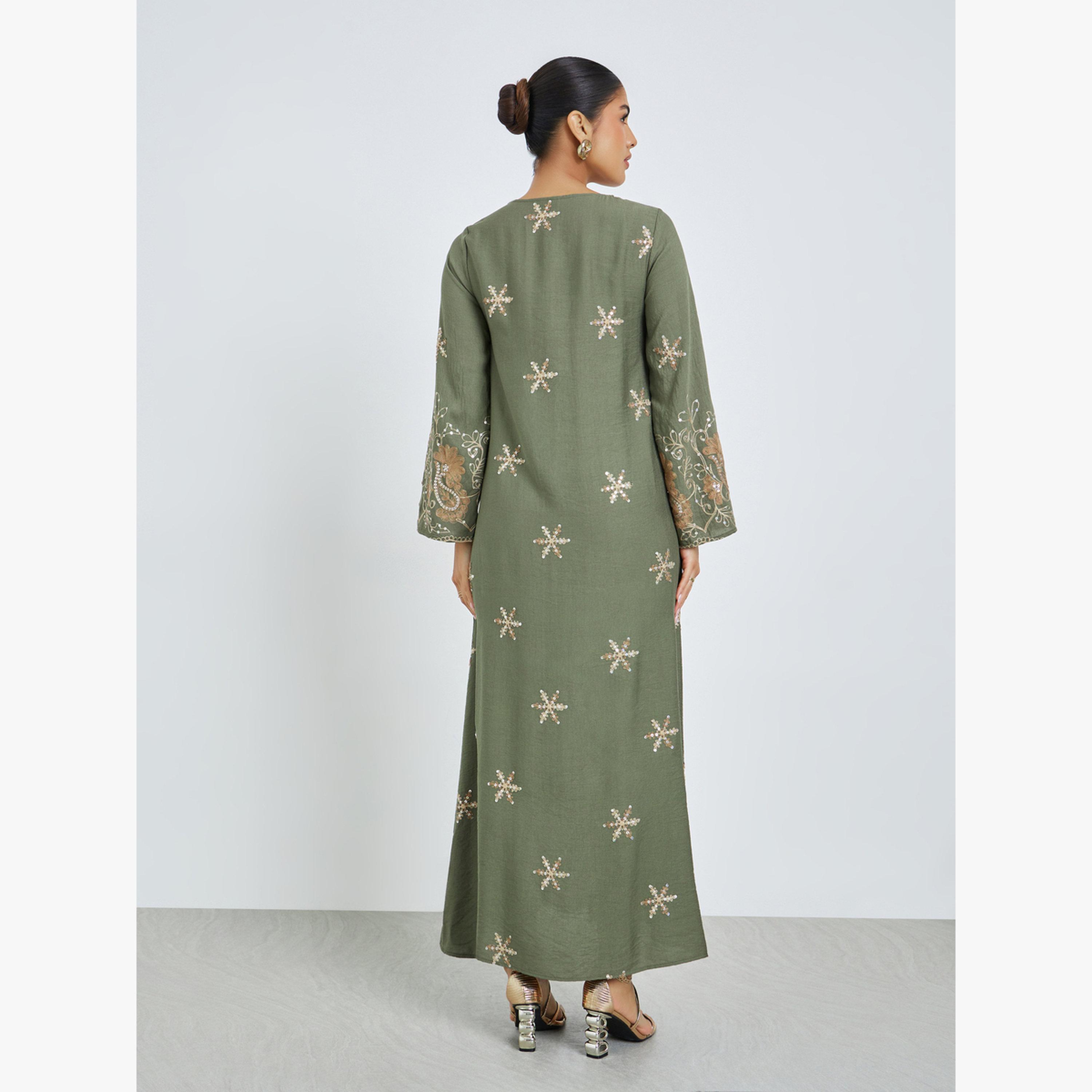 جلابية مطرزة بياقة مربعة-women-arabicclothing-jalabiyas-image-4