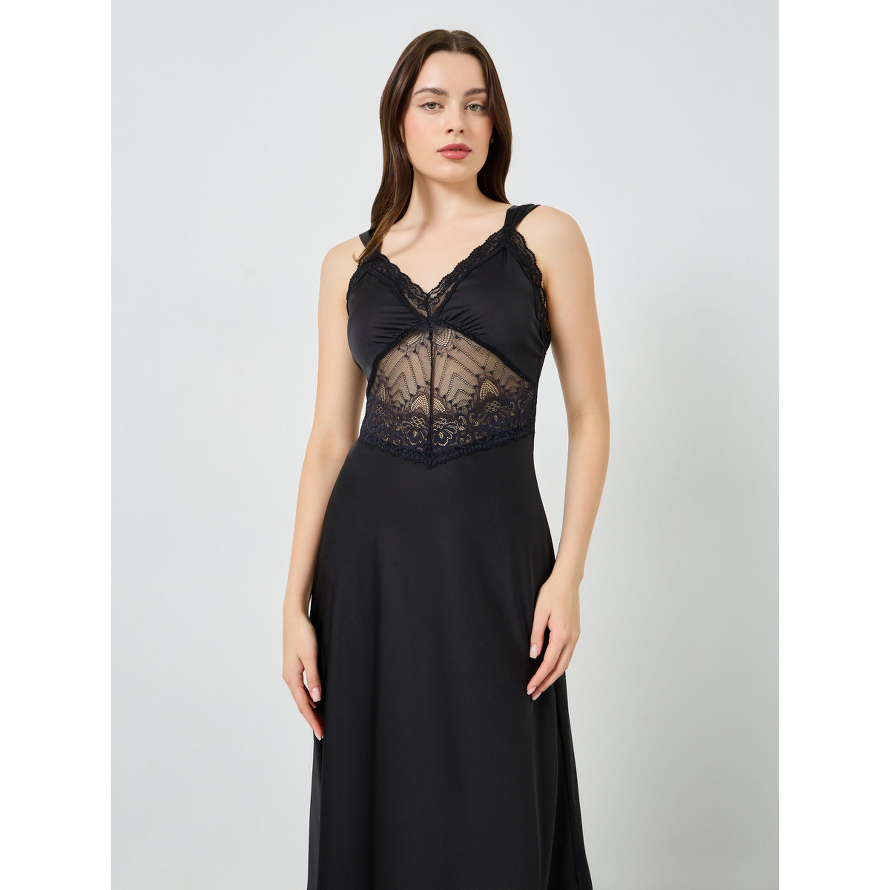 قميص نوم قصير بتفاصيل شبكية وتأثير مشد للخصر-women-clothing-nightwear-nighties-image-2