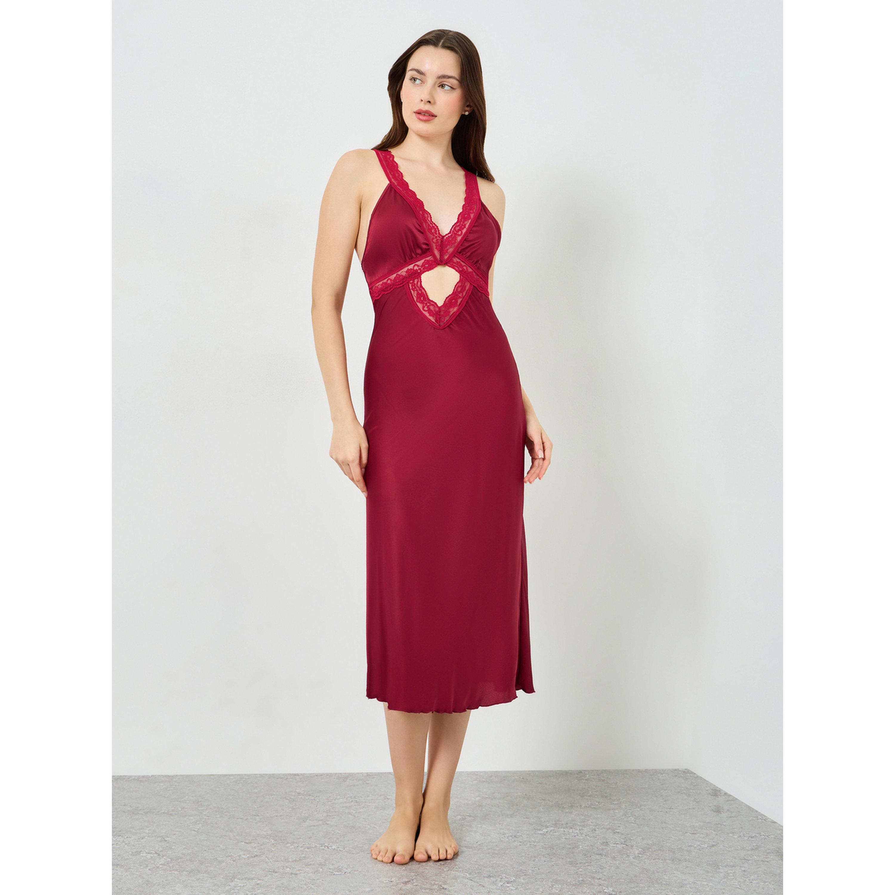 قميص نوم قصير بحواف دانتيل-women-clothing-nightwear-nighties-image-1