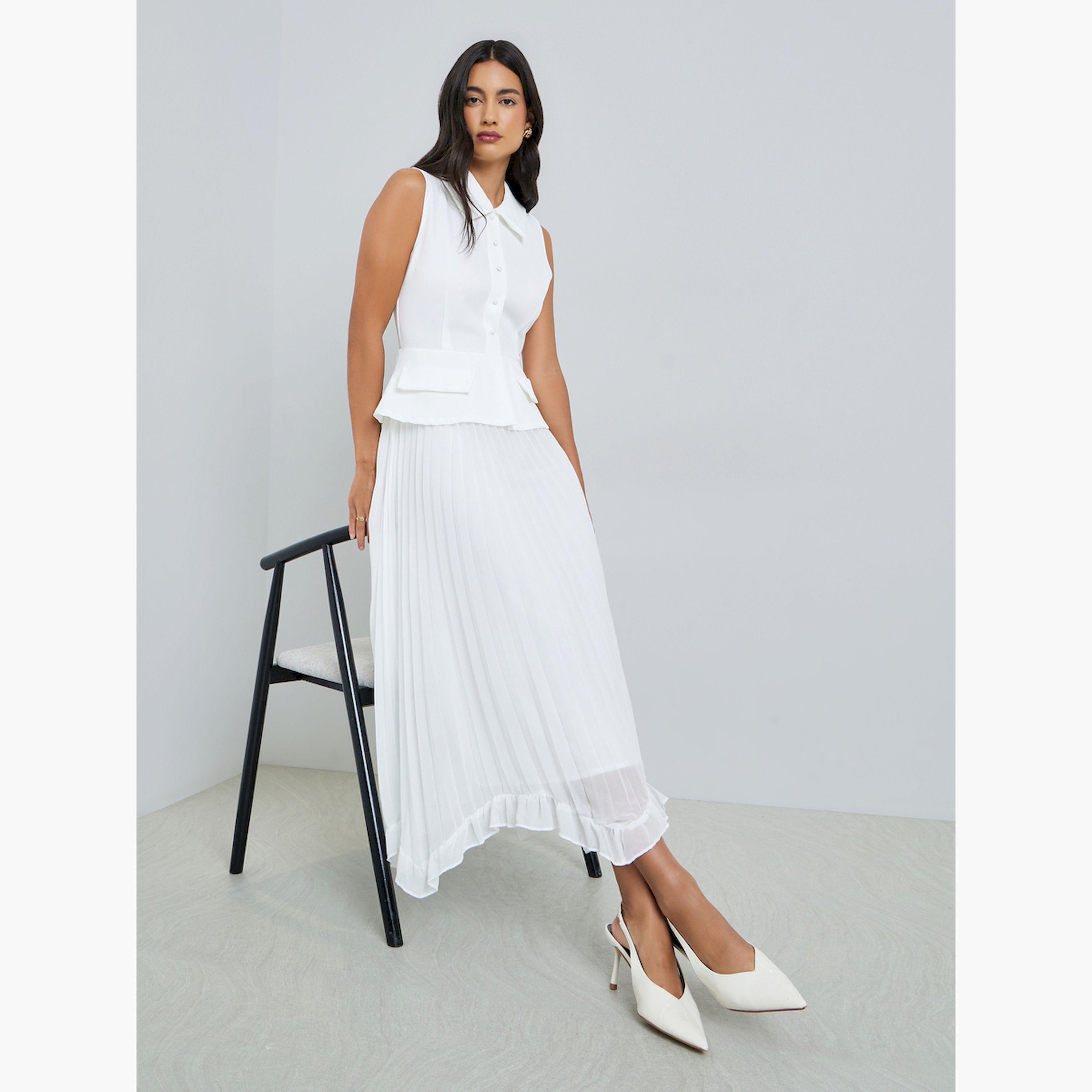 Styli Off-White Sleeveless Blazer Midi Dress-women-clothing-dresses-image-3