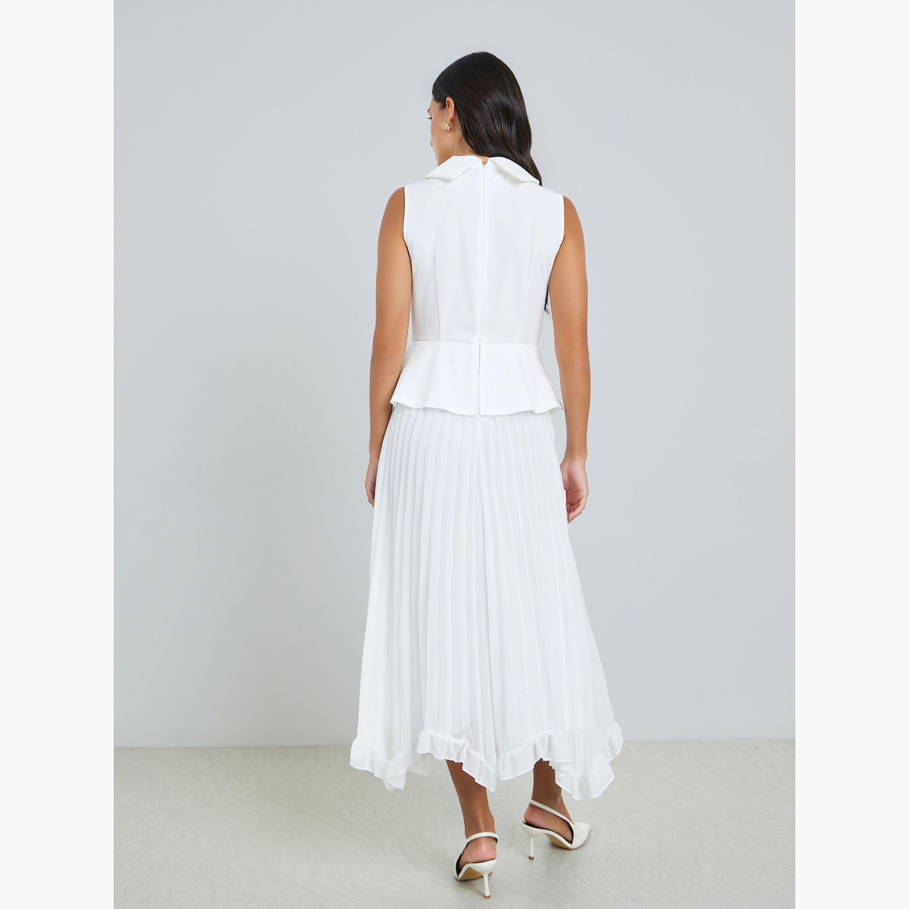 Styli Off-White Sleeveless Blazer Midi Dress-women-clothing-dresses-image-5