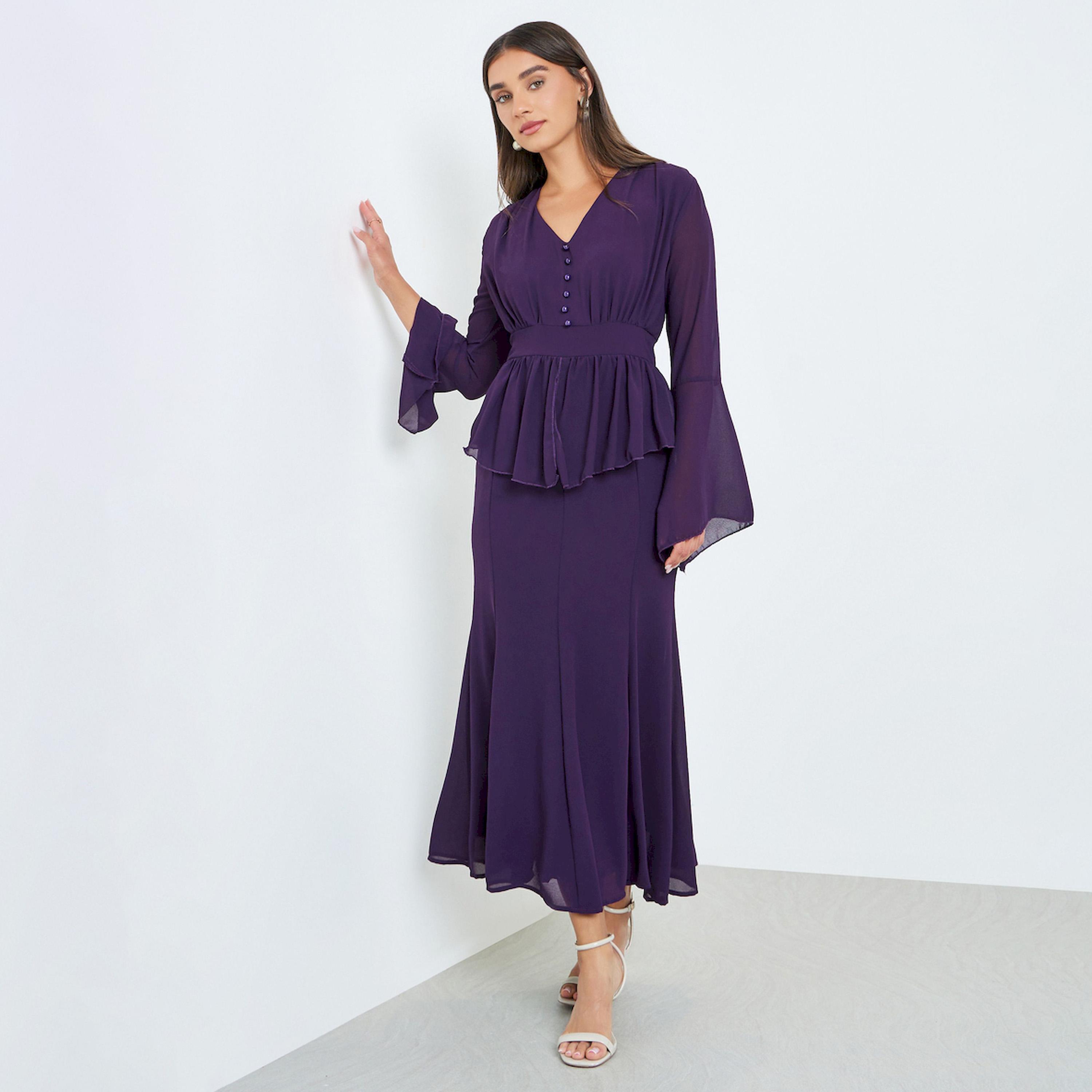 فستان طويل حورية البحر بكشكش-women-clothing-dresses-image-1