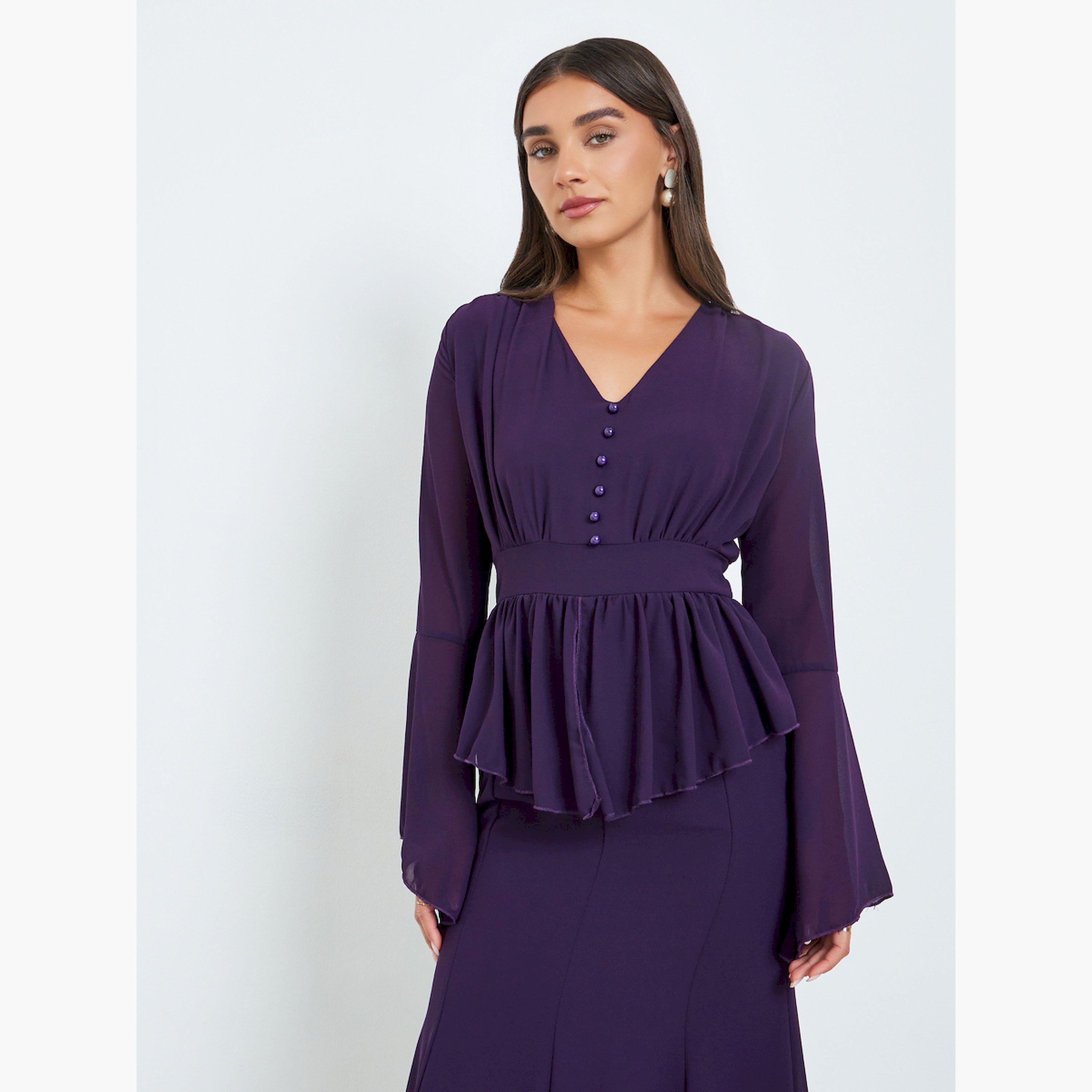 فستان طويل حورية البحر بكشكش-women-clothing-dresses-image-2