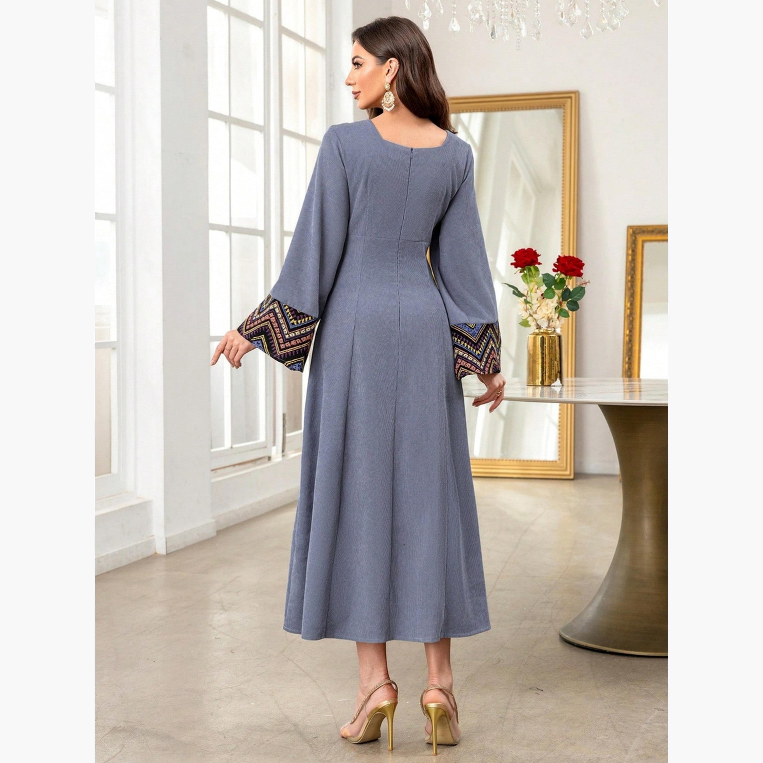 Take Two Women Graphic Print Square Neck Jalabiya-women-arabicclothing-jalabiyas-image-3