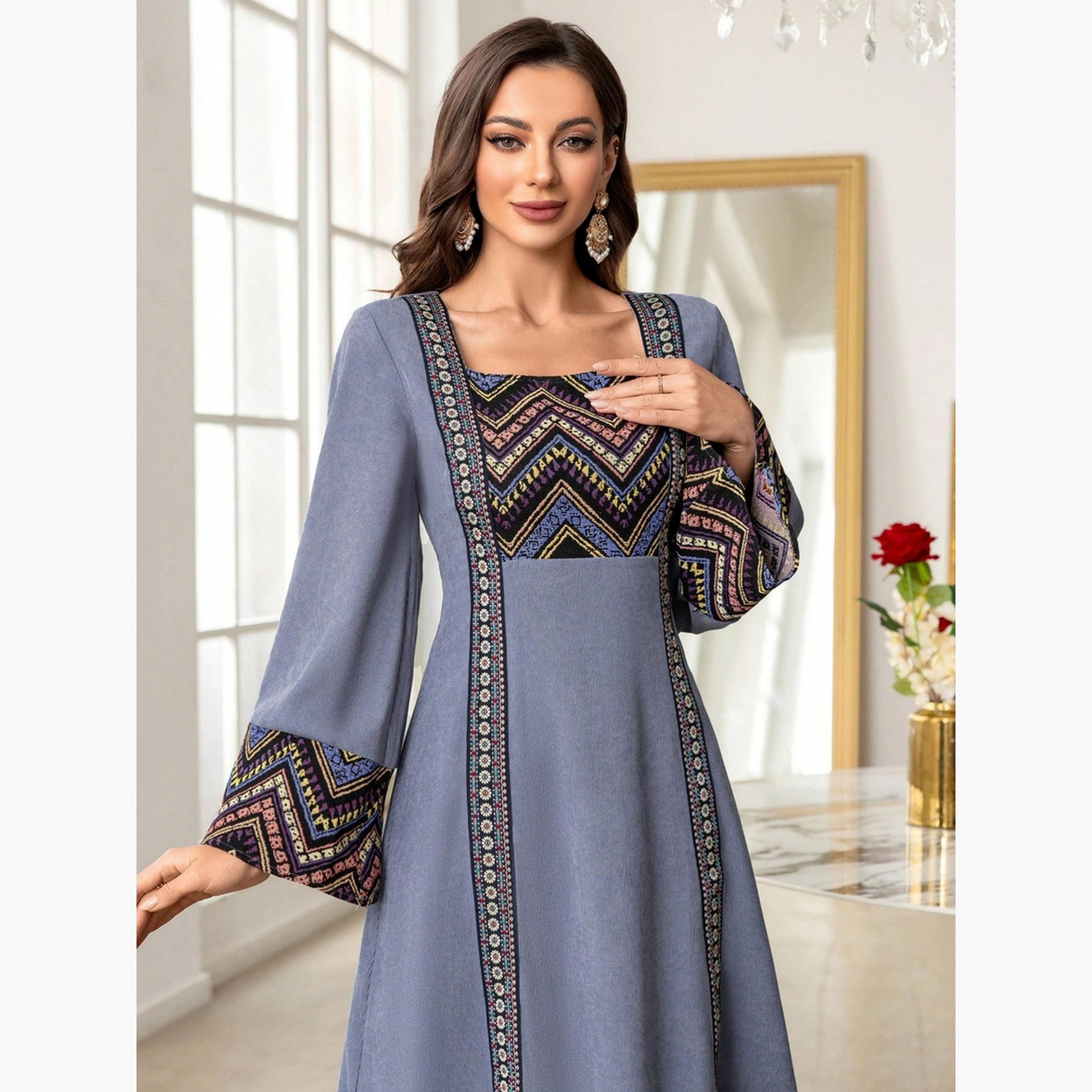 Take Two Women Graphic Print Square Neck Jalabiya-women-arabicclothing-jalabiyas-image-4