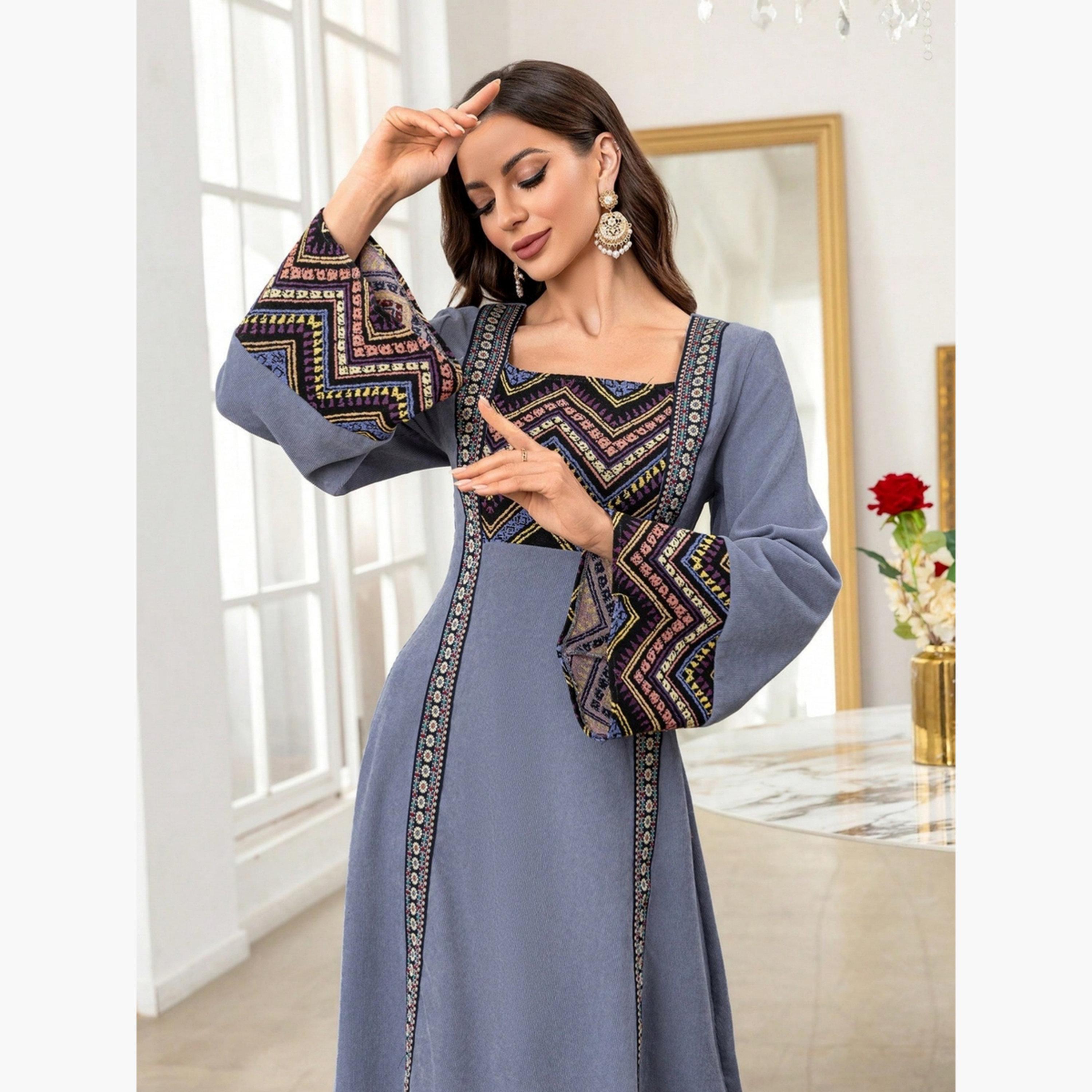 Take Two Women Graphic Print Square Neck Jalabiya-women-arabicclothing-jalabiyas-image-6