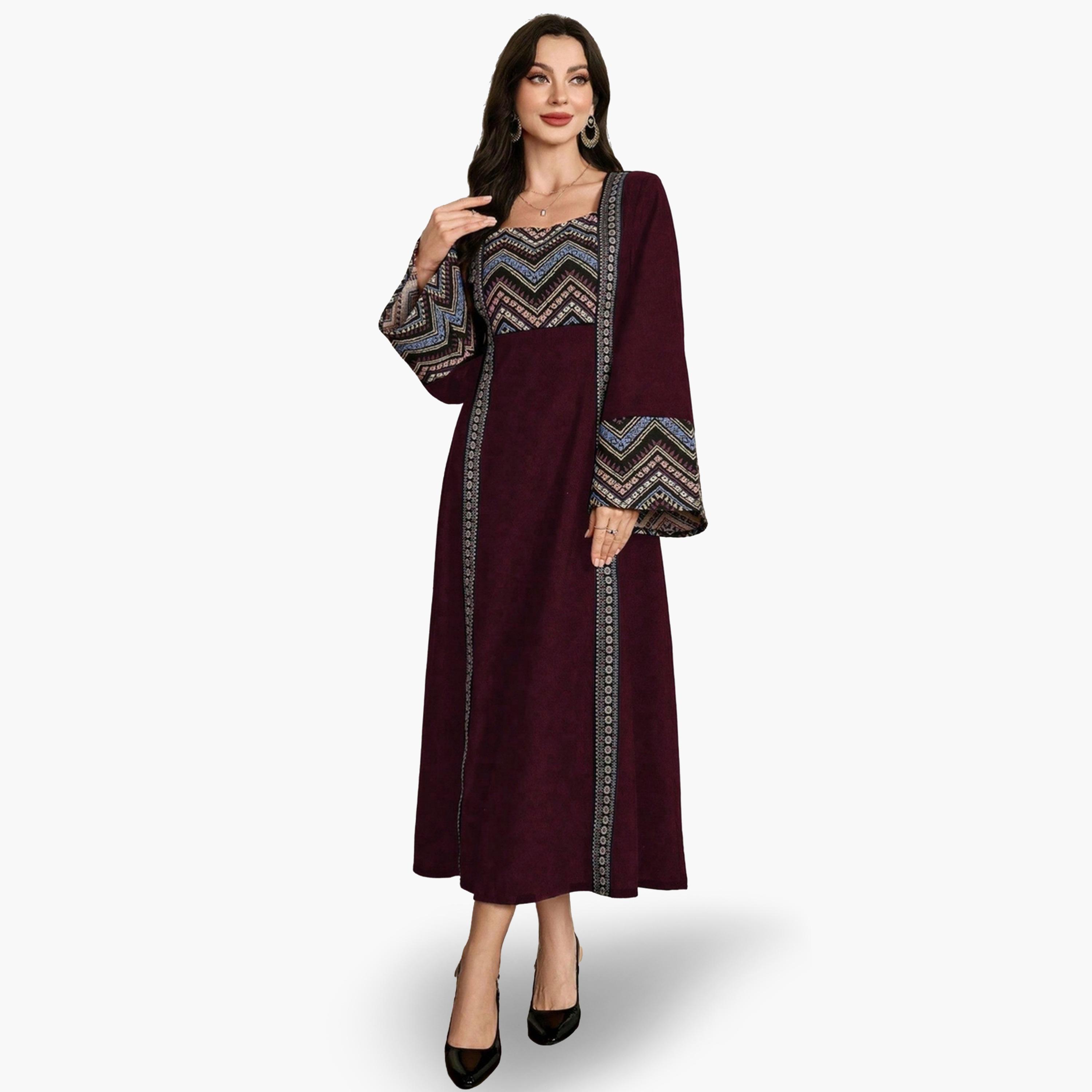 جلابية بياقة مربعة وطبعة جرافيك-women-arabicclothing-jalabiyas-image-1