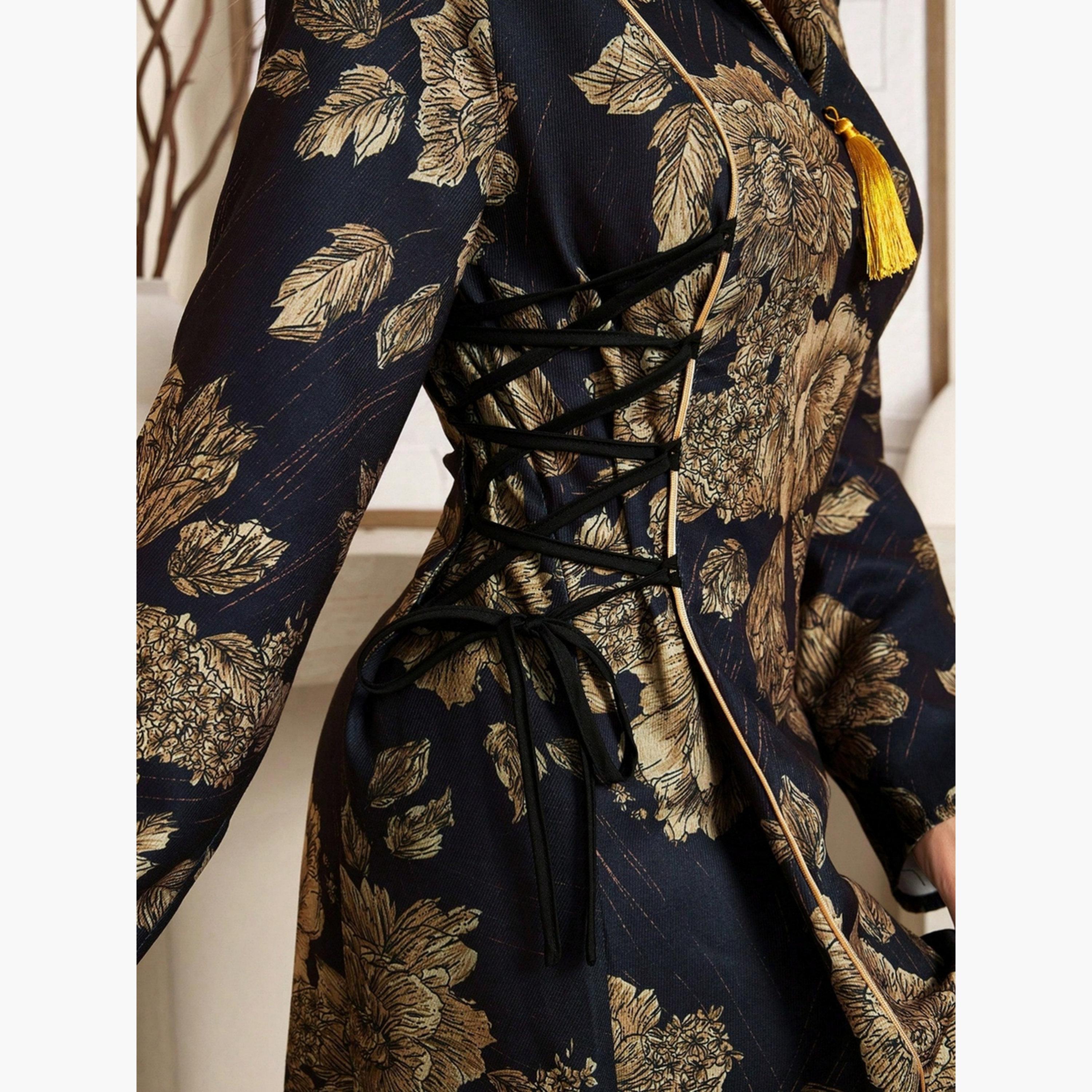 Take Two Women Floral Print Jalabiya with Side Tie-Up-women-arabicclothing-jalabiyas-image-3