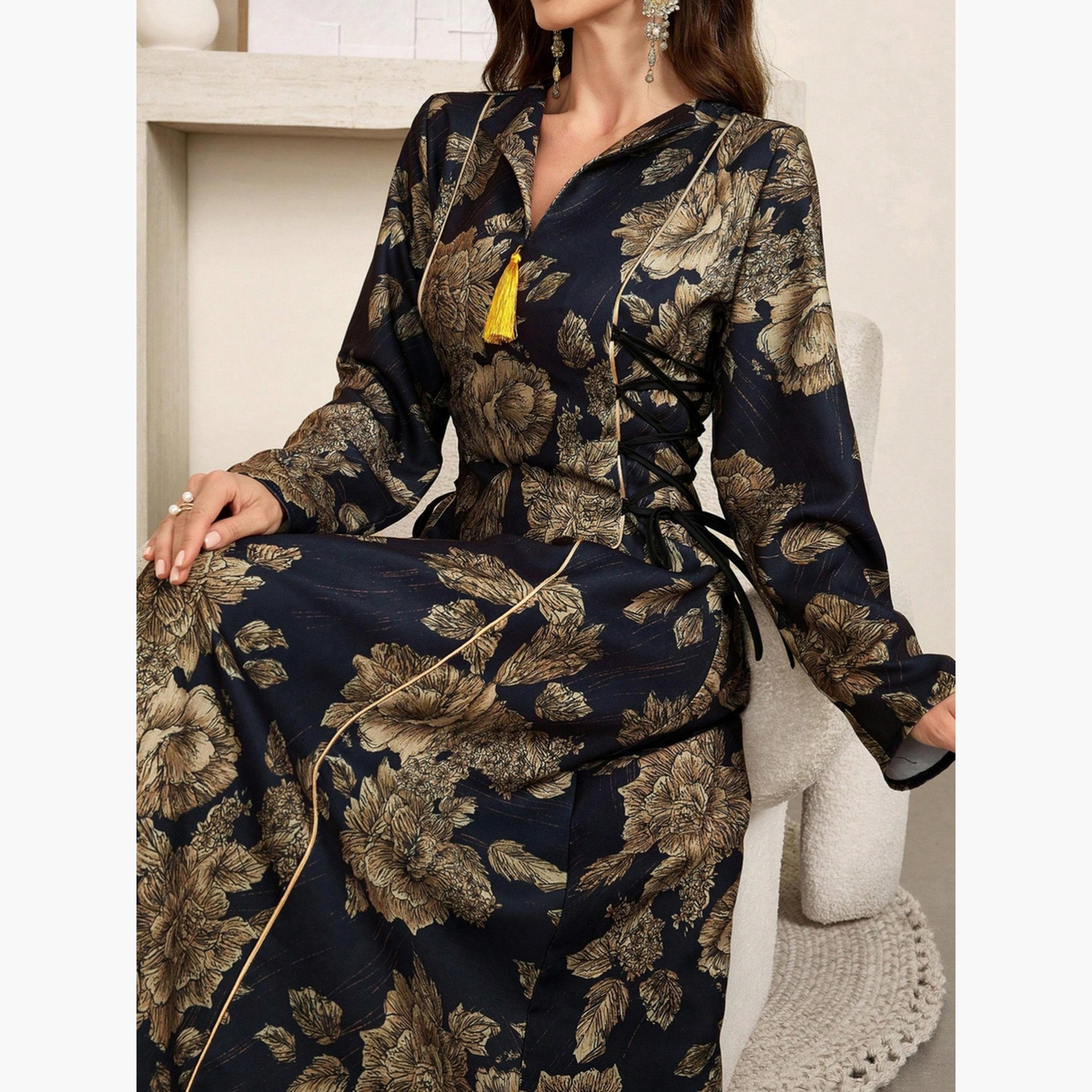 جلابية بطبعة زهور وأربطة جانبية-women-arabicclothing-jalabiyas-image-4