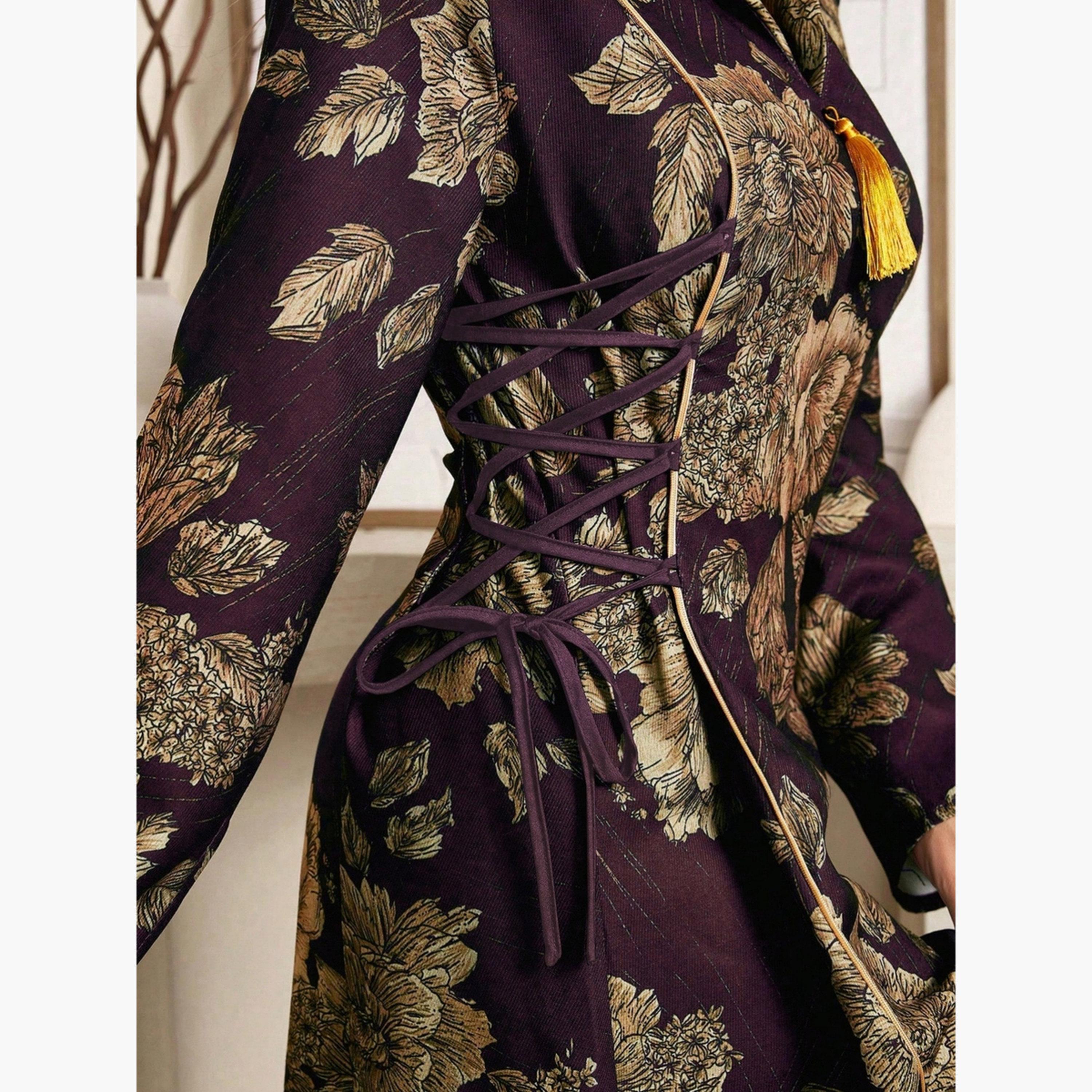 جلابية بطبعة زهور وأربطة جانبية-women-arabicclothing-jalabiyas-image-4
