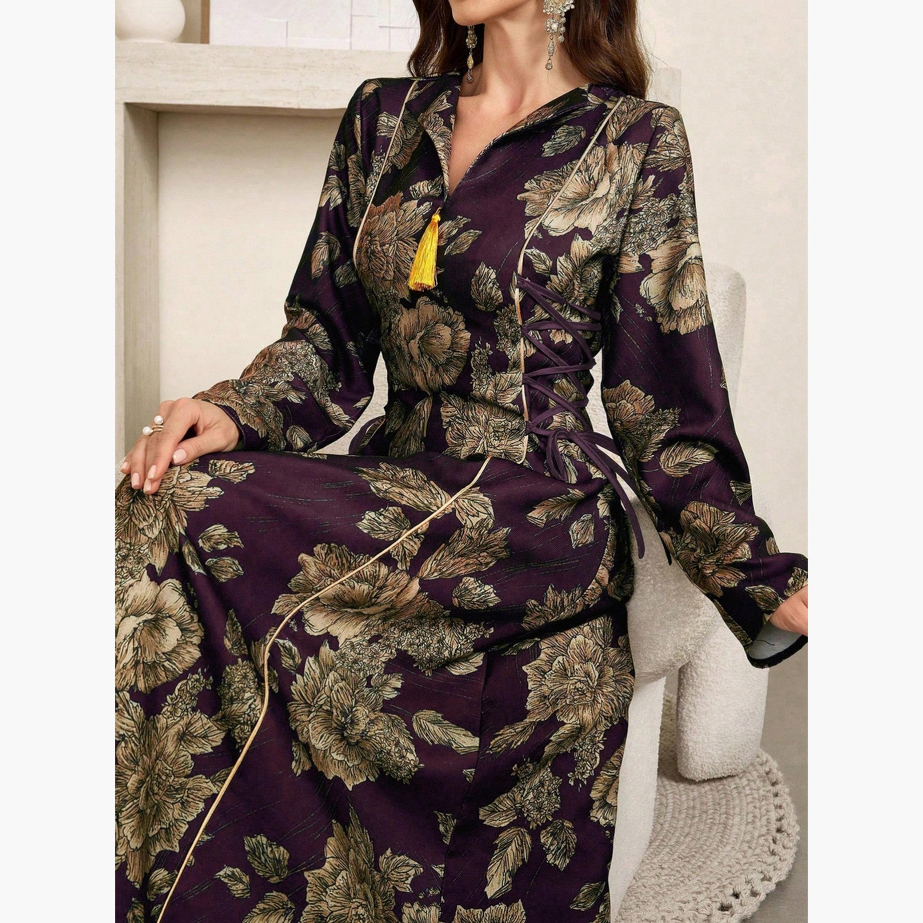 جلابية بطبعة زهور وأربطة جانبية-women-arabicclothing-jalabiyas-image-5