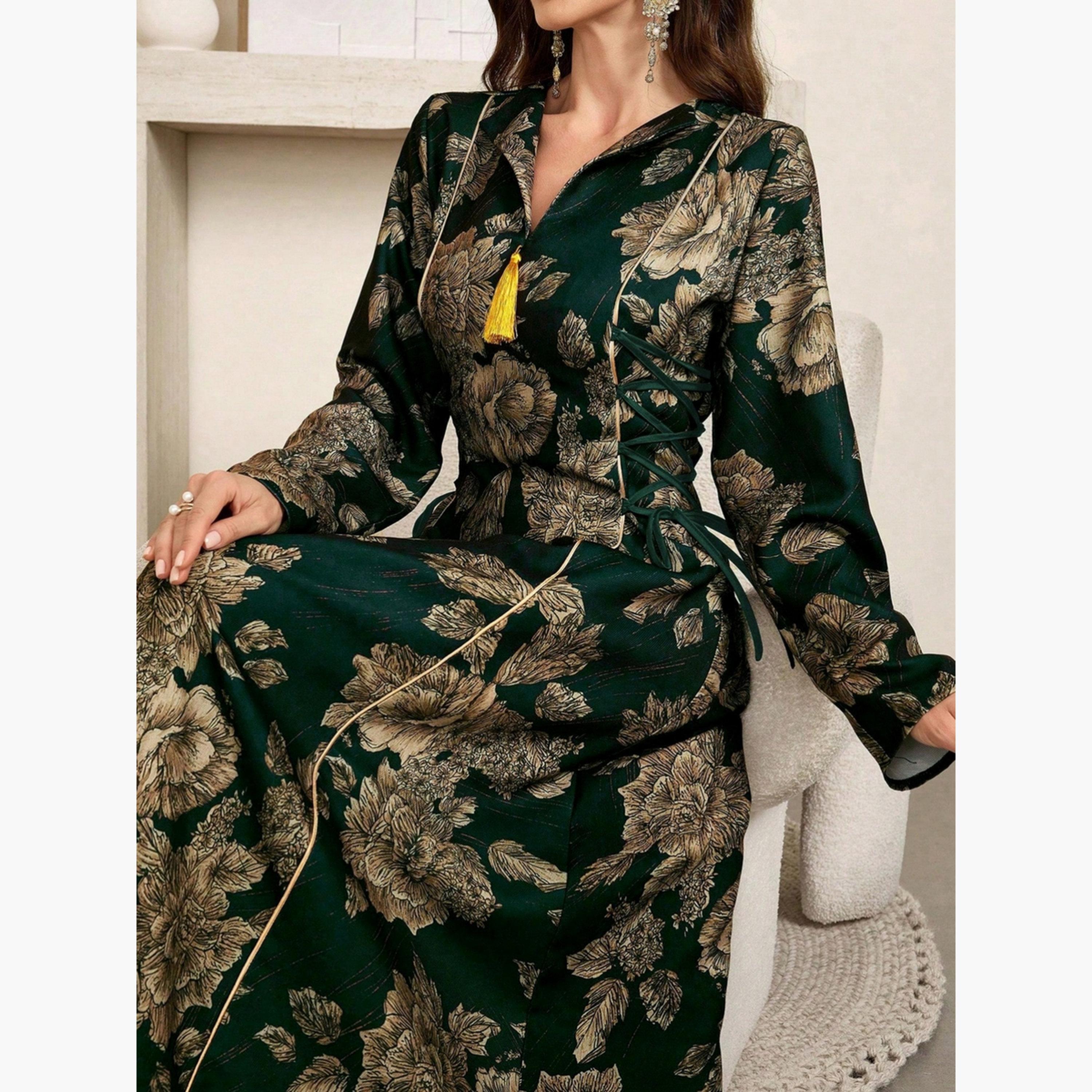 جلابية بطبعة زهور وأربطة جانبية-women-arabicclothing-jalabiyas-image-4