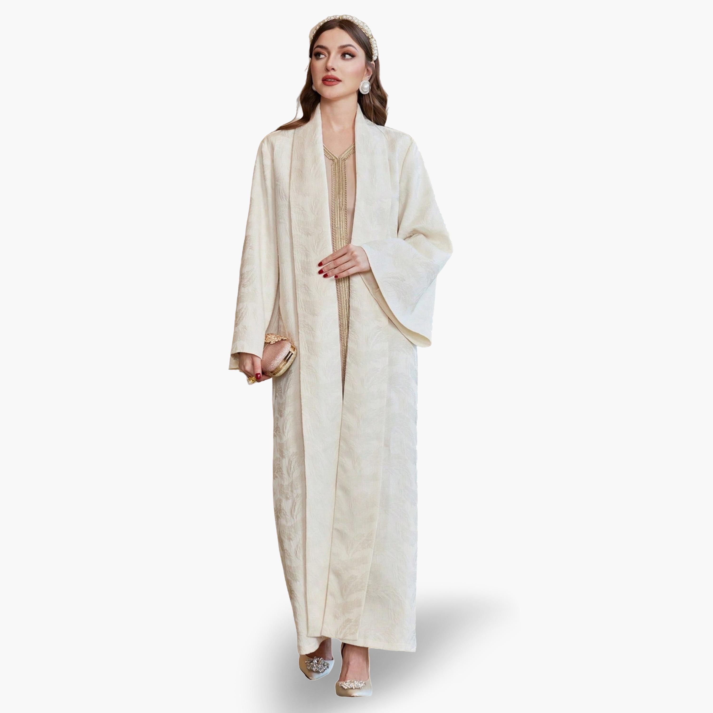 Take Two Women Front Open Jacquard Abaya-women-arabicclothing-abayas-image-1