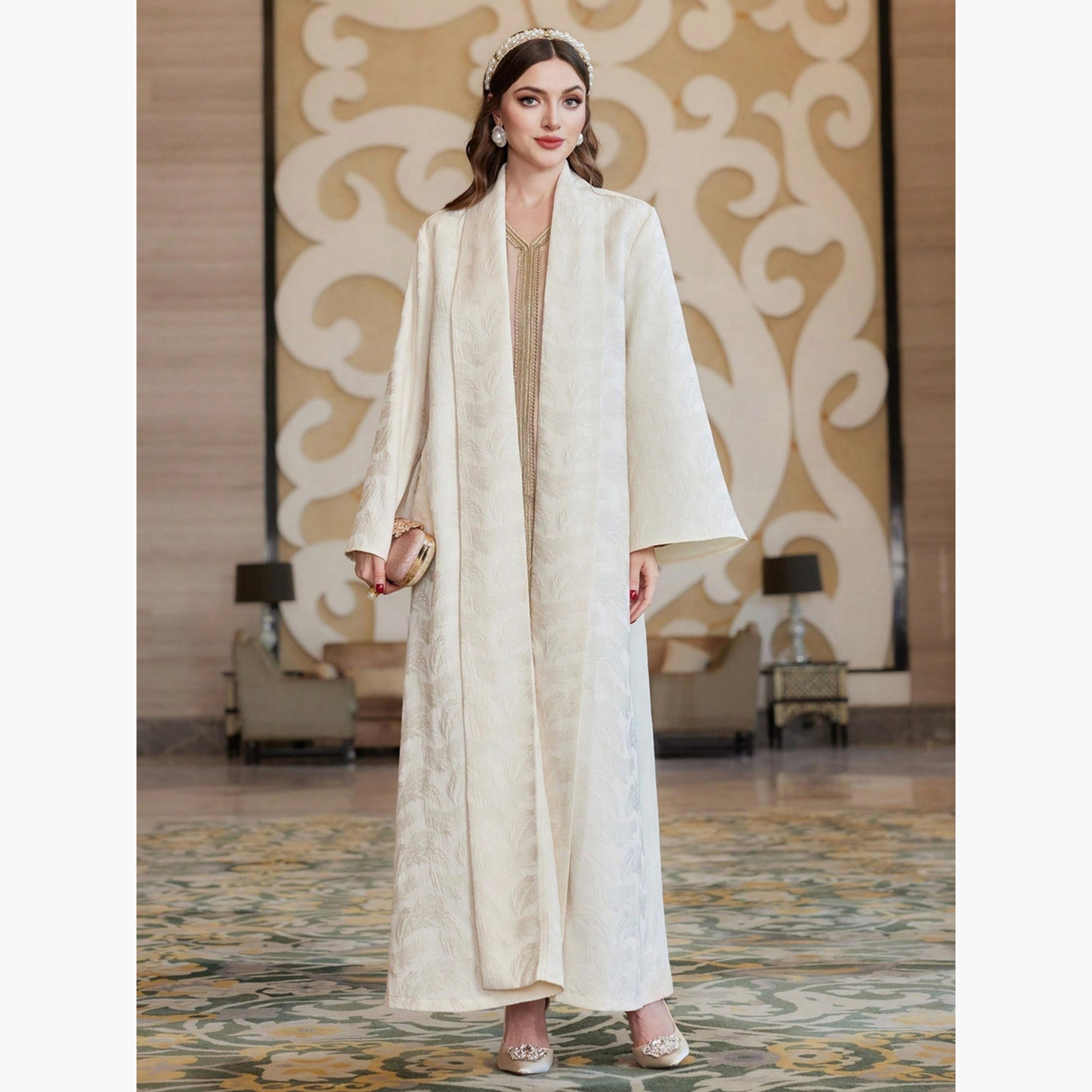 Take Two Women Front Open Jacquard Abaya-women-arabicclothing-abayas-image-2