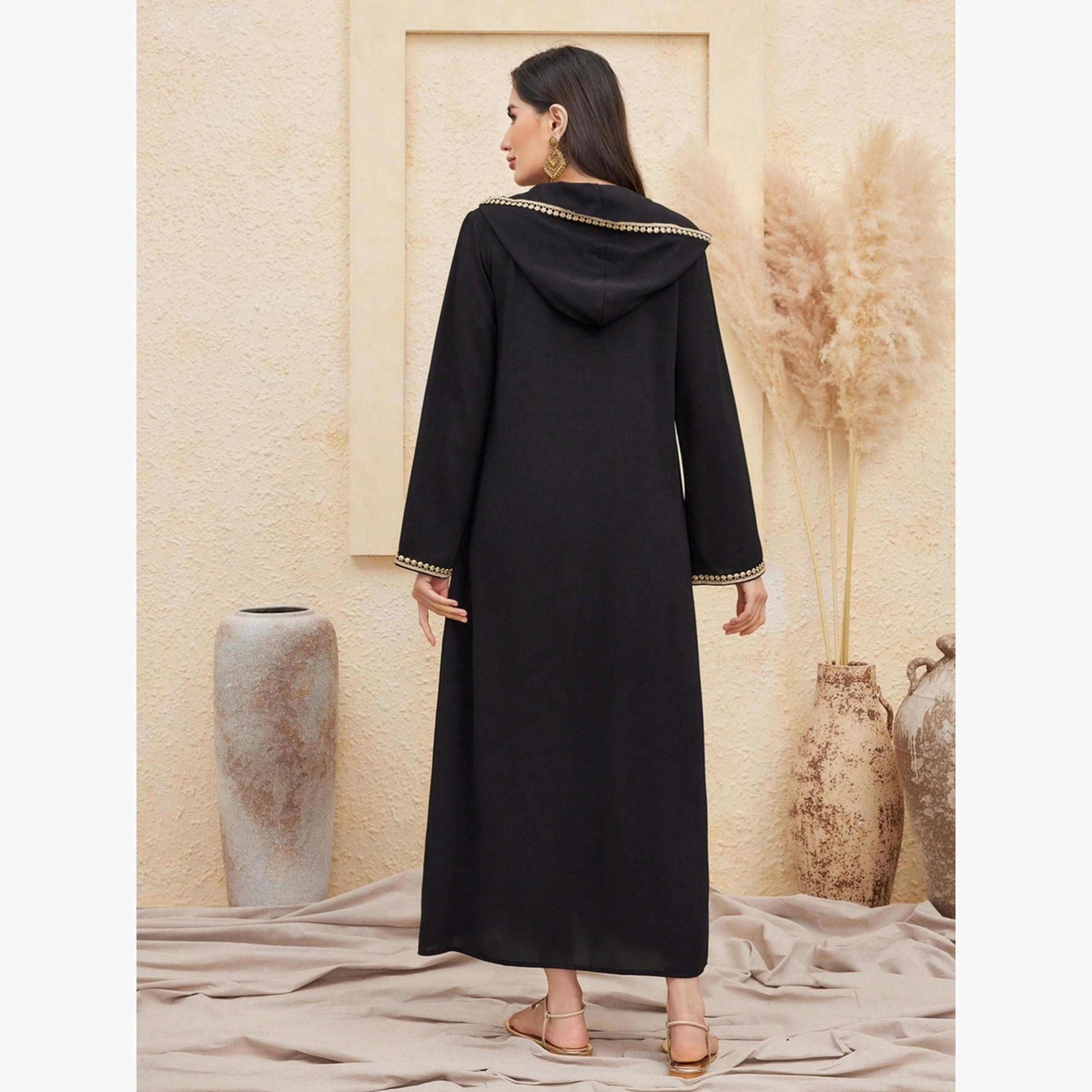 Take Two Women Flower Patch Detail Hooded Jalabiya-women-arabicclothing-jalabiyas-image-5