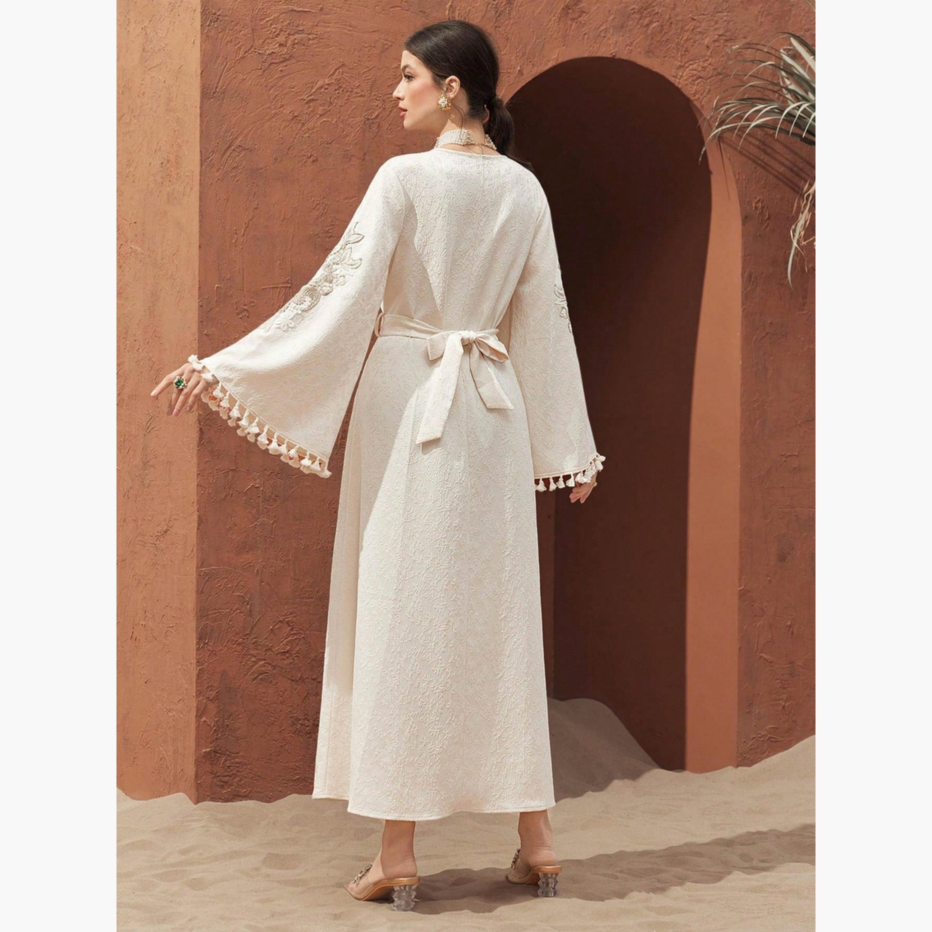 جلابية جاكارة بتفاصيل شراشيب-women-arabicclothing-jalabiyas-image-2