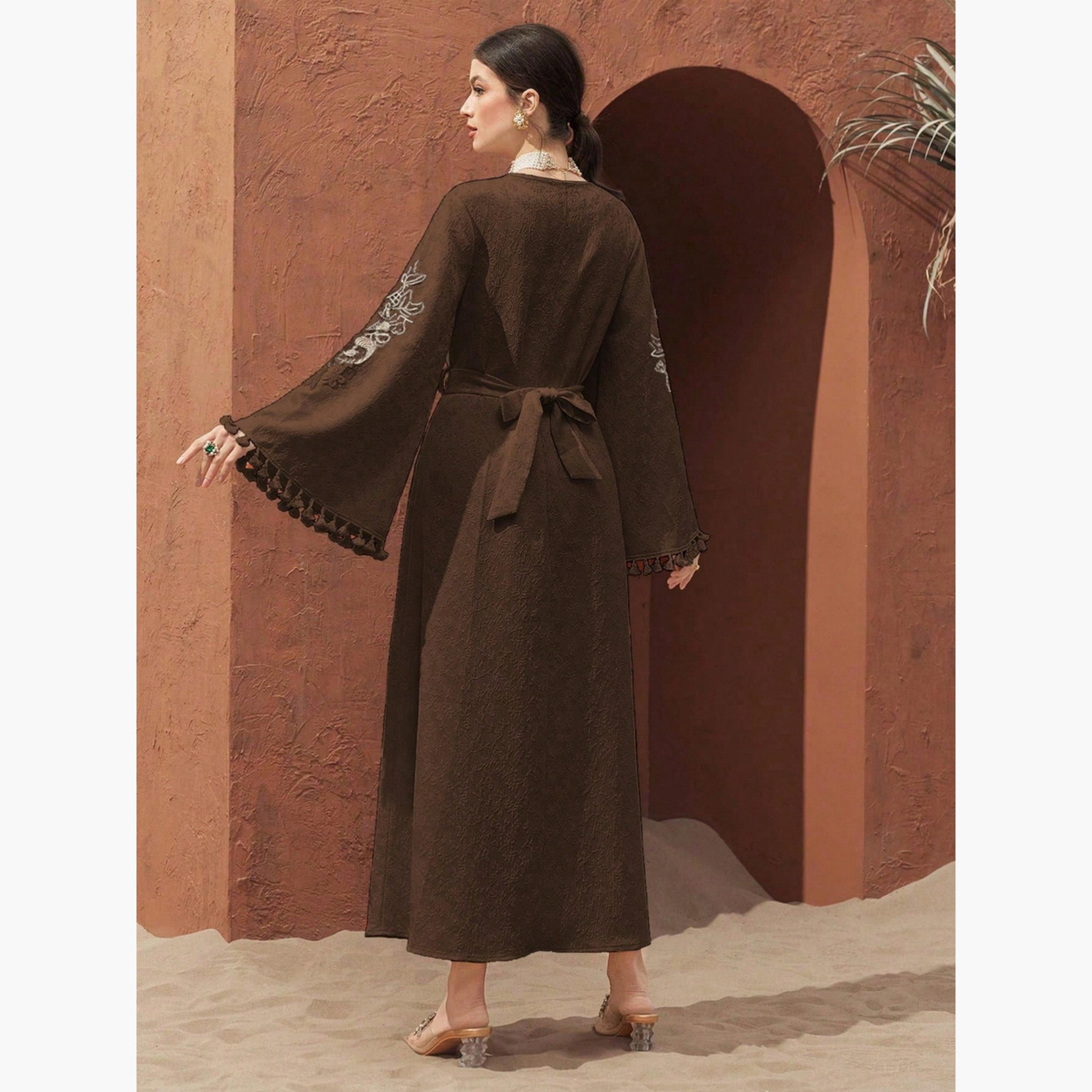 جلابية جاكارة بتفاصيل شراشيب-women-arabicclothing-jalabiyas-image-2