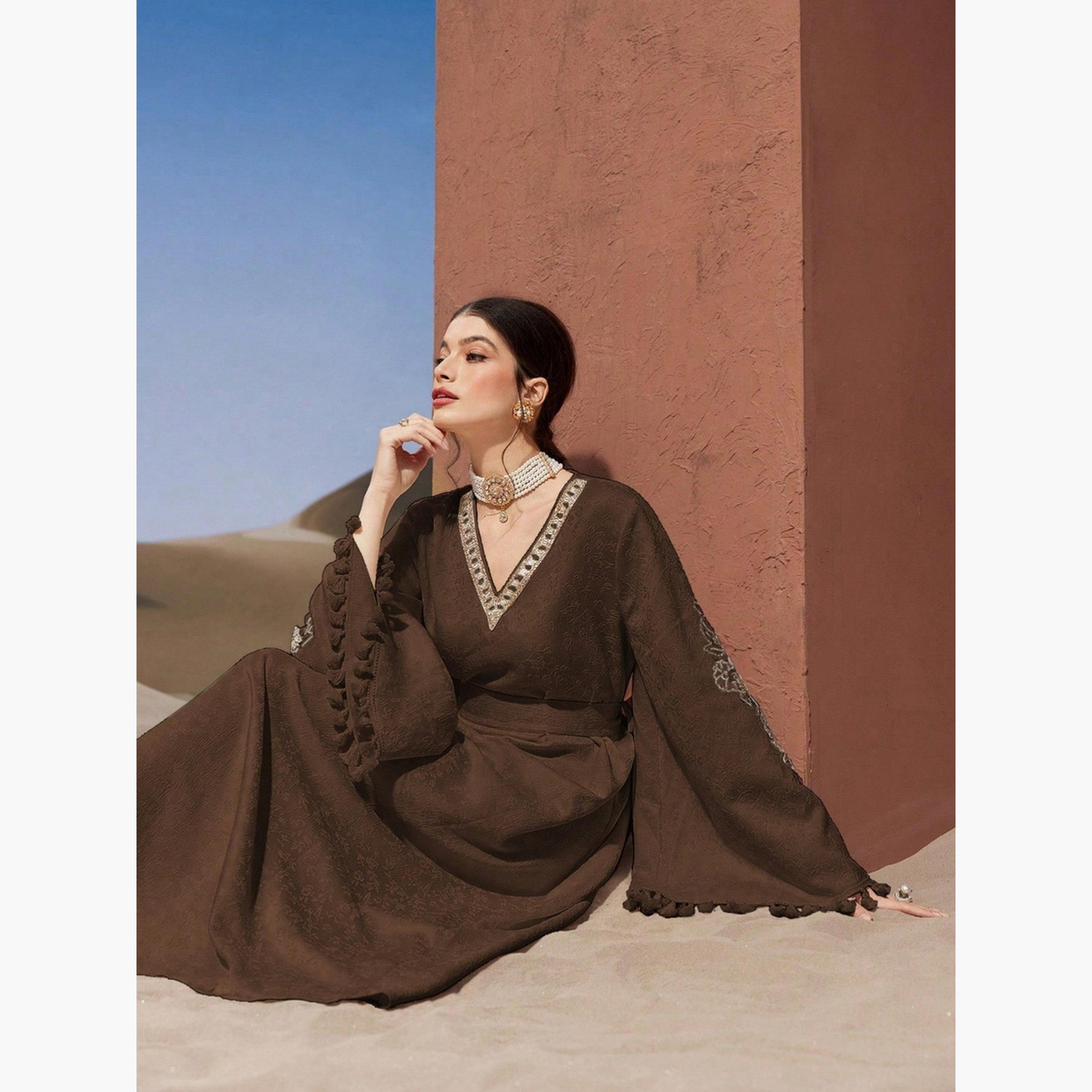 Take Two Women Jacquard Jalabiya with Tassel Trim-women-arabicclothing-jalabiyas-image-3