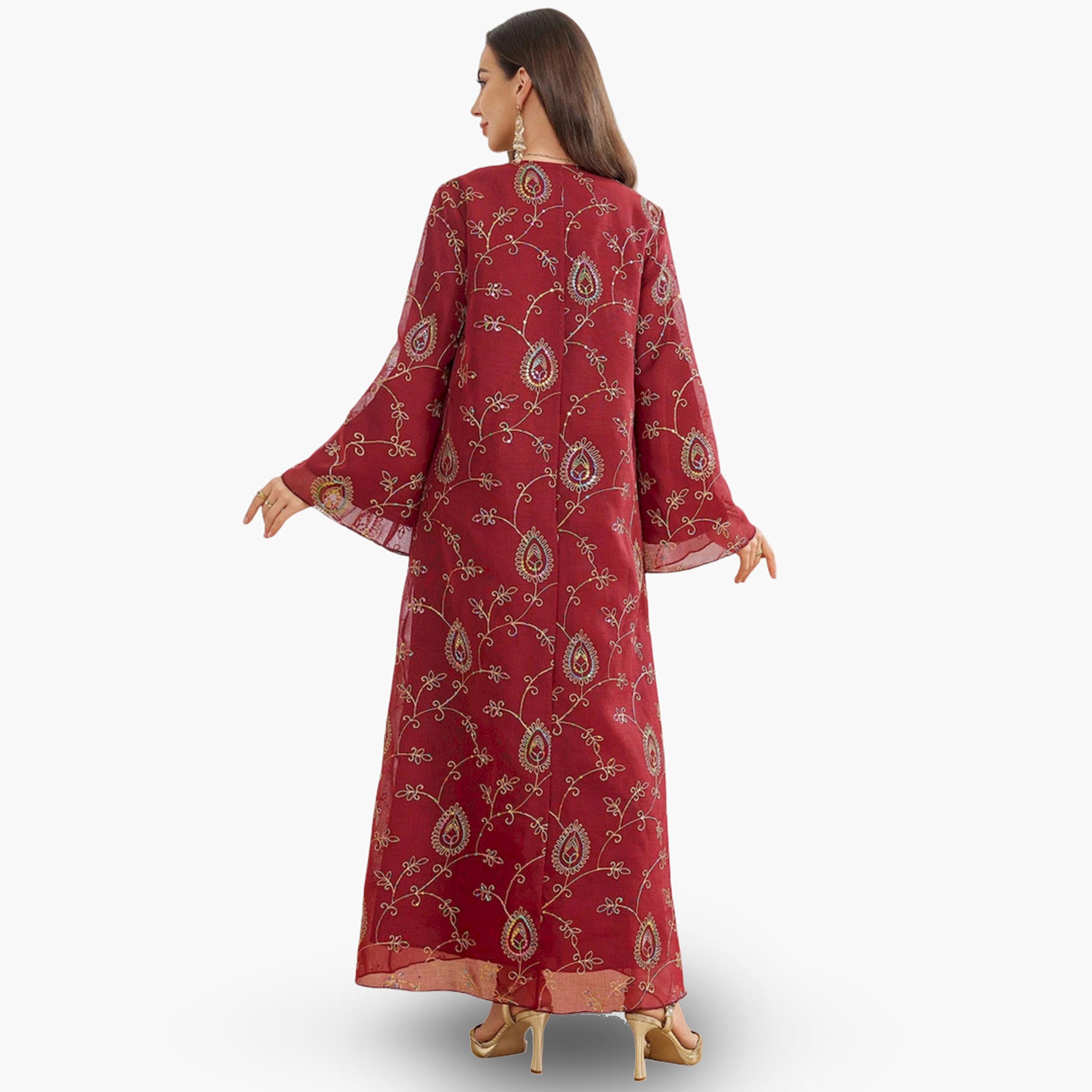 جلابية بحافة واسعة مزينة بأحجار الراين-women-arabicclothing-jalabiyas-image-5