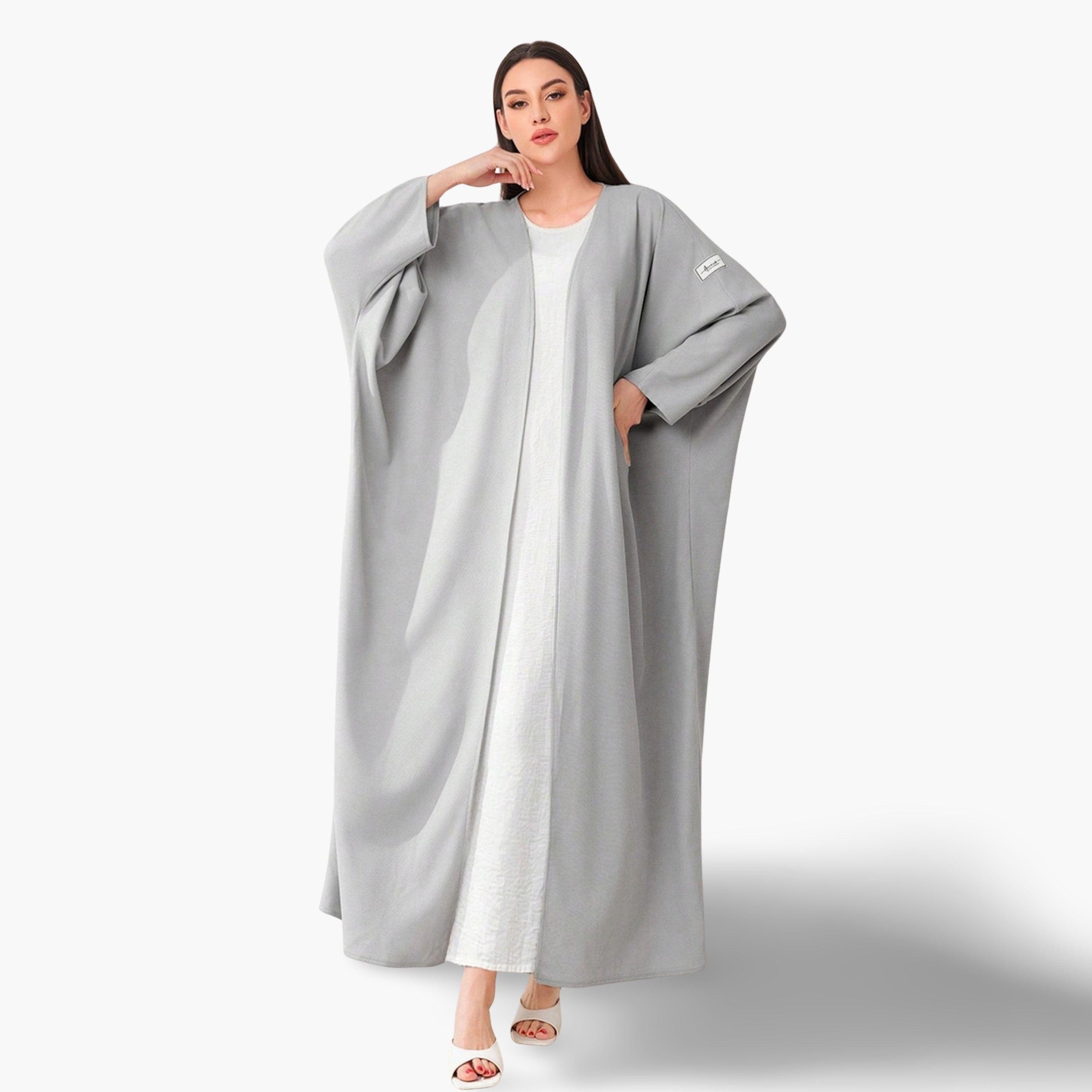 Take Two Women Solid Batwing Sleeves Front Open Abaya-women-arabicclothing-abayas-image-1