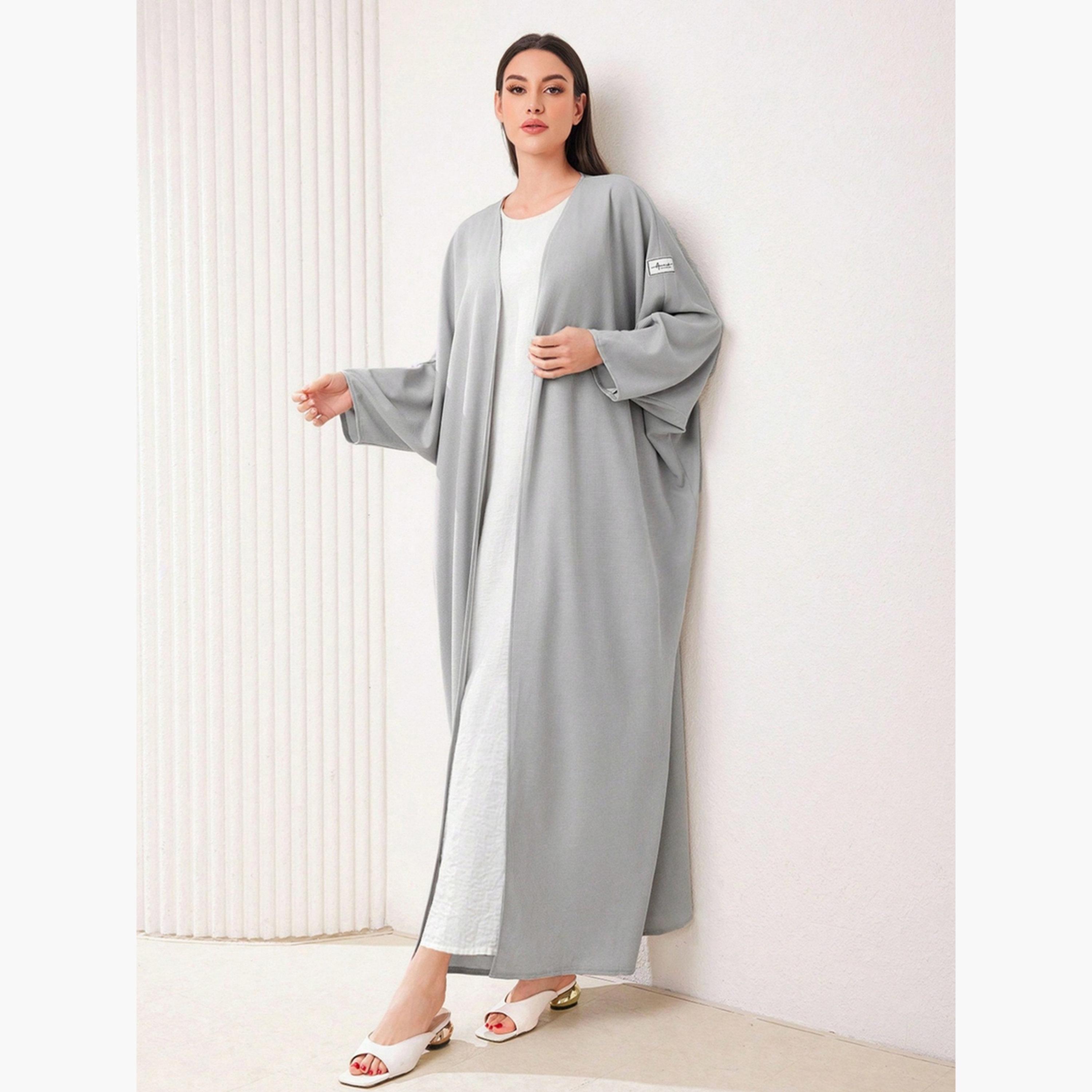 Take Two Women Solid Batwing Sleeves Front Open Abaya-women-arabicclothing-abayas-image-4