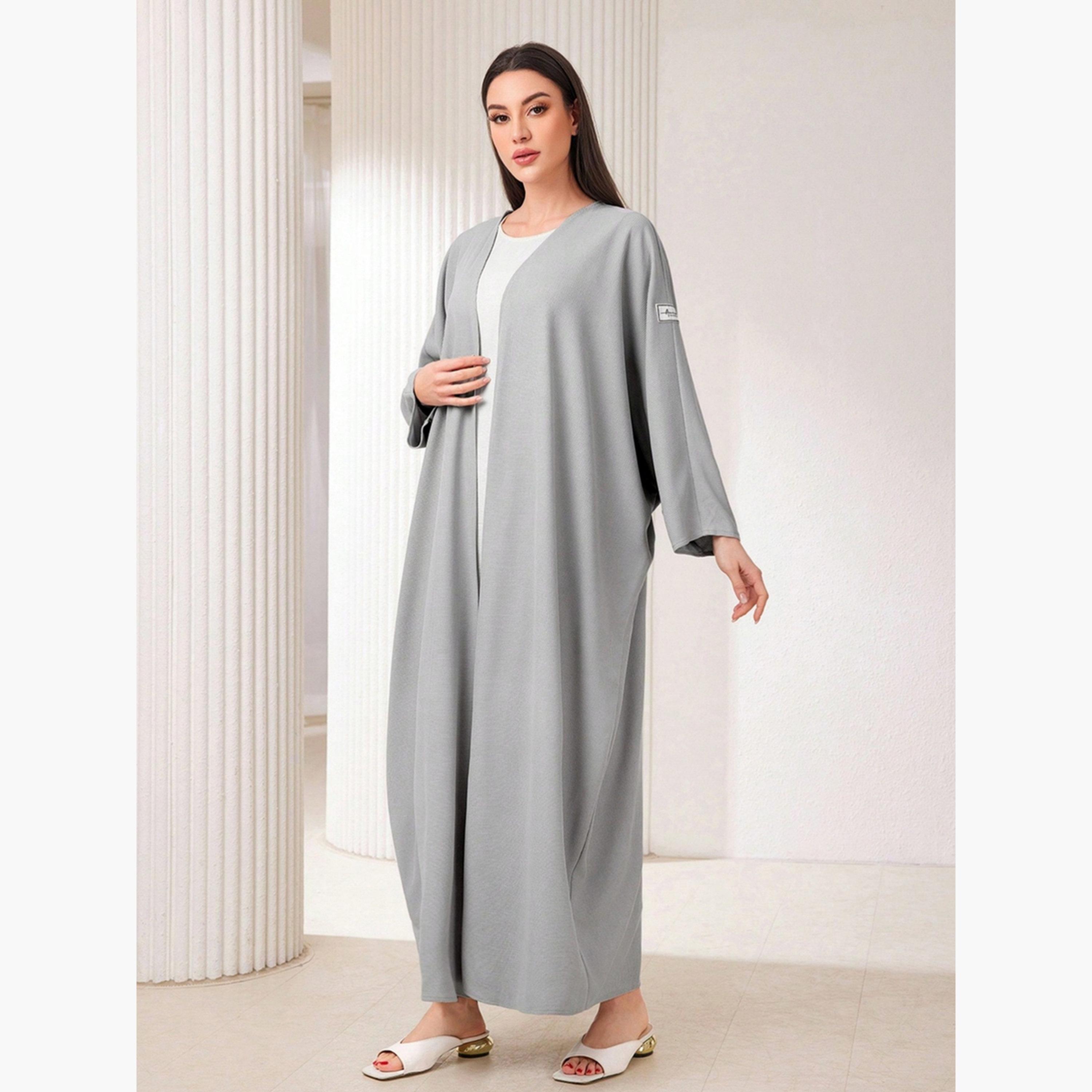 Take Two Women Solid Batwing Sleeves Front Open Abaya-women-arabicclothing-abayas-image-6