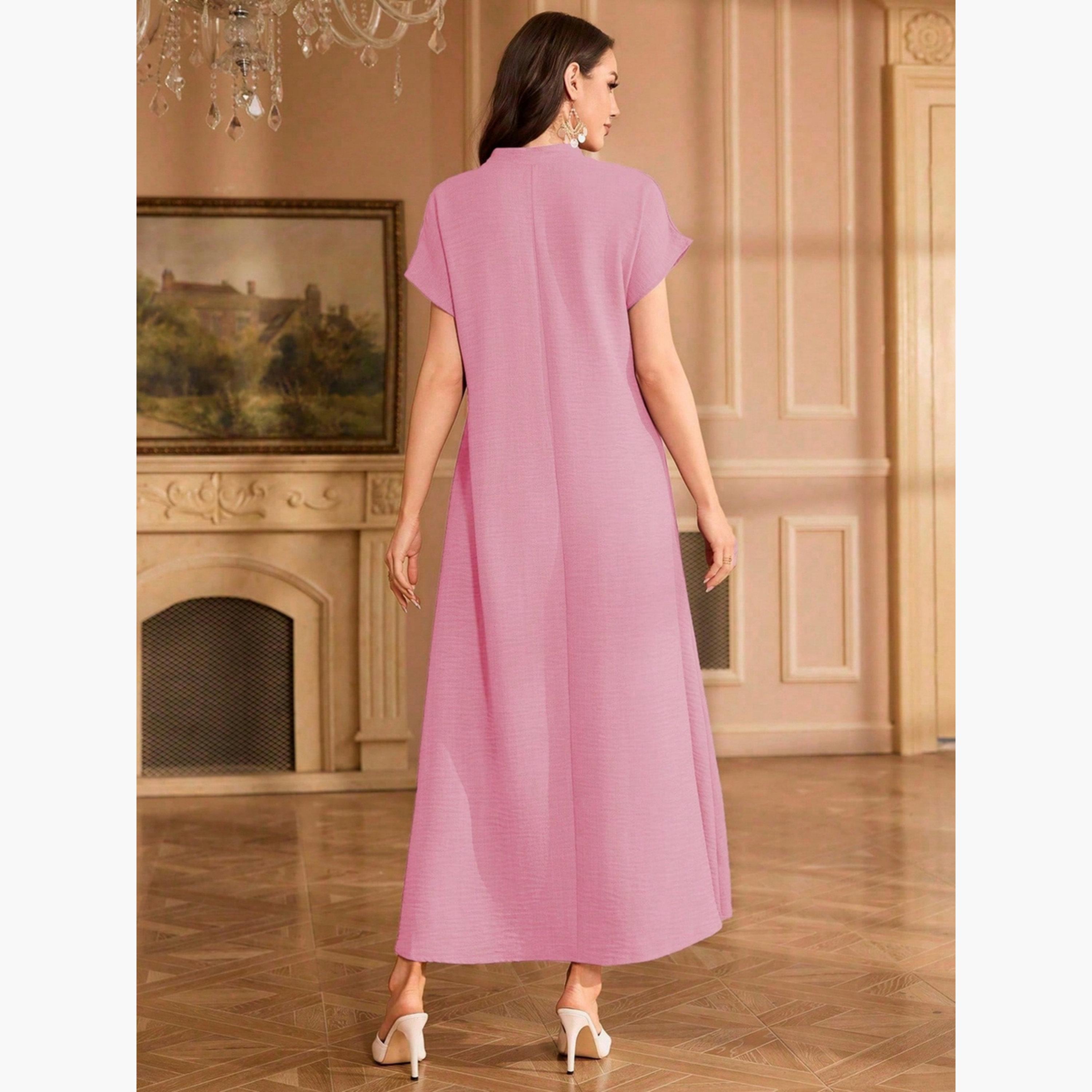 Take Two Women Floral Patch Detail Open Collar Maxi Dress-women-clothing-dresses-image-3