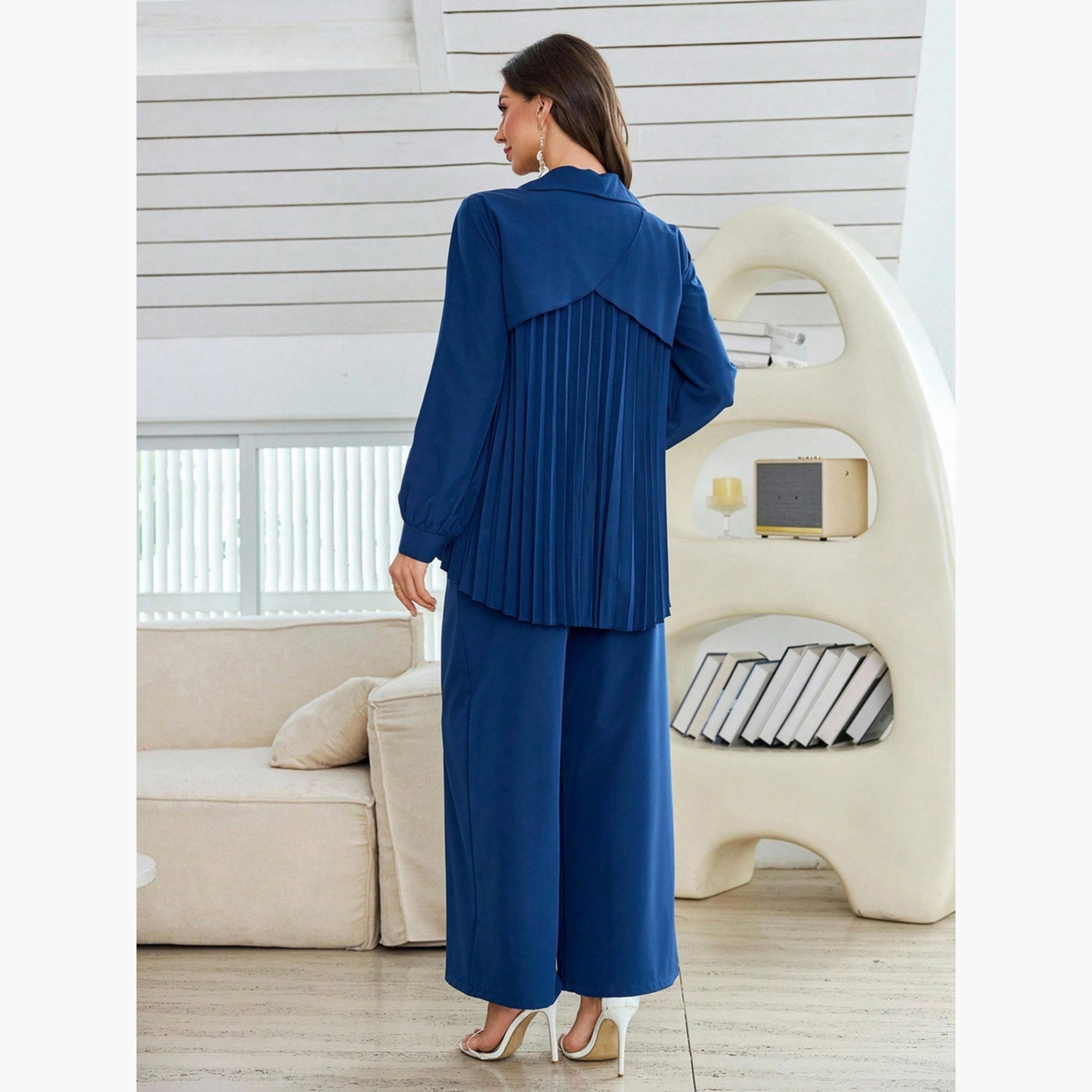 طقم قميص بأكمام طويلة وبنطلون بأرجل مستقيمة-women-clothing-coordsets-image-2