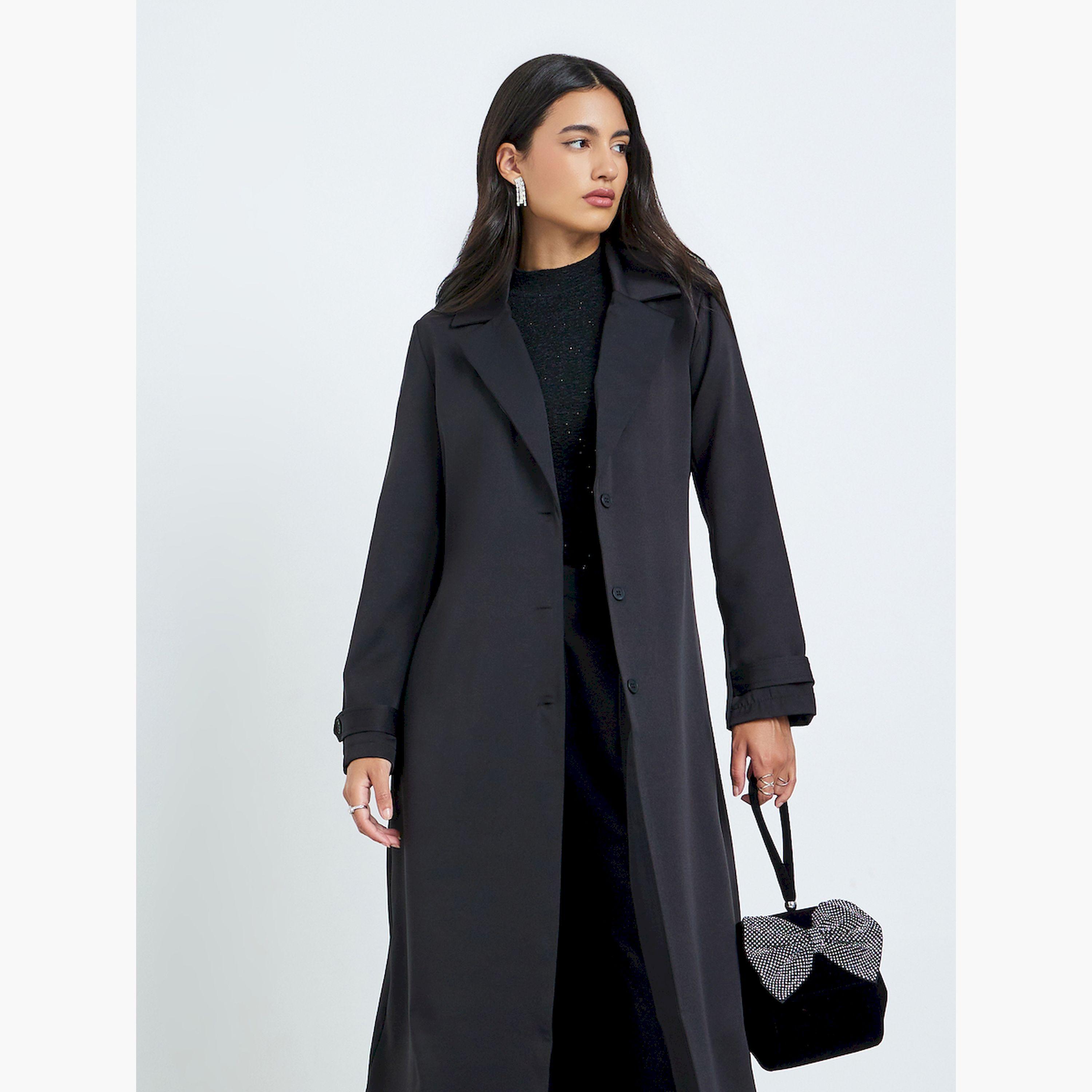 Styli Black Regular Fit Belted Tailored Kimono-women-clothing-coatsandjackets-coats-image-3
