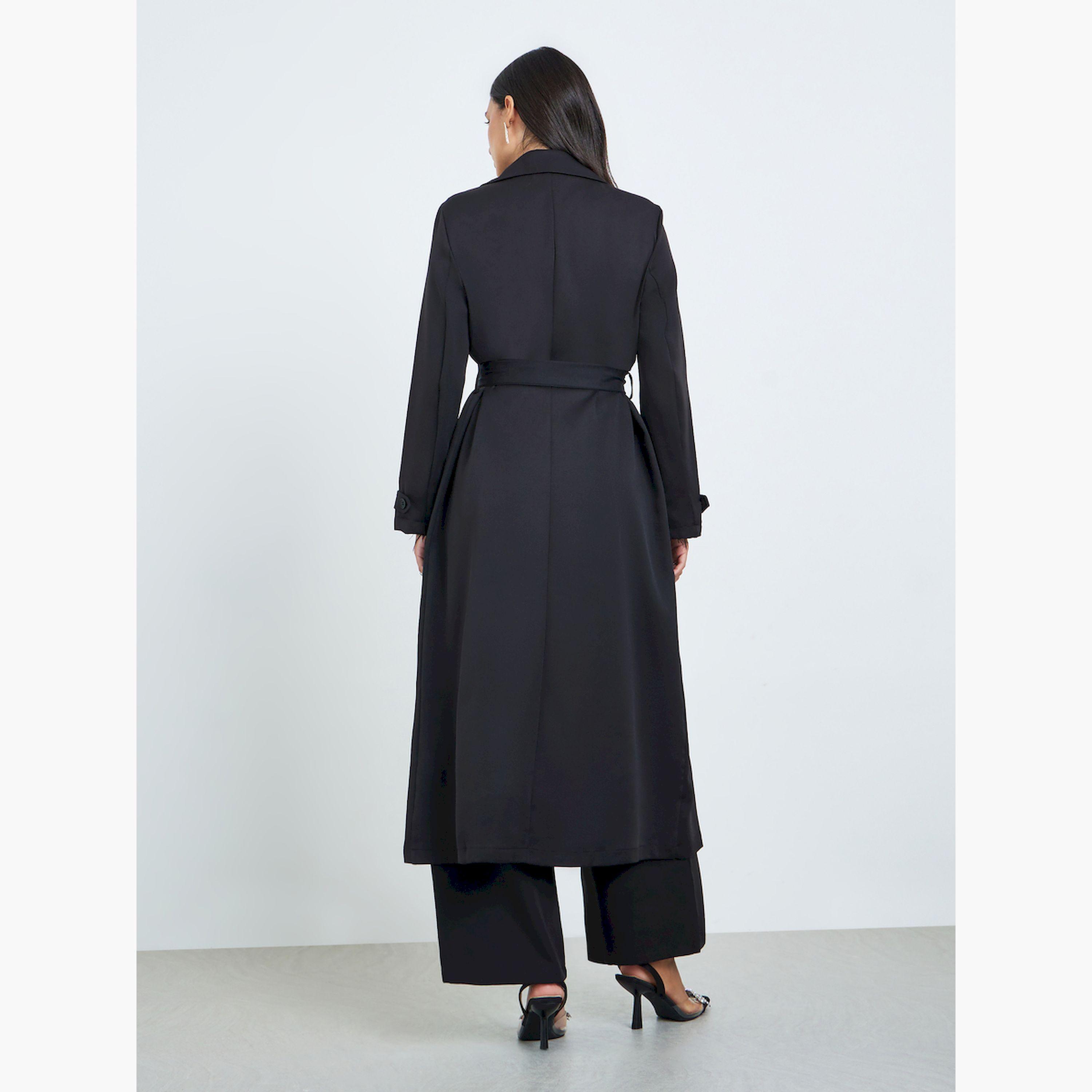 Styli Black Regular Fit Belted Tailored Kimono-women-clothing-coatsandjackets-coats-image-5