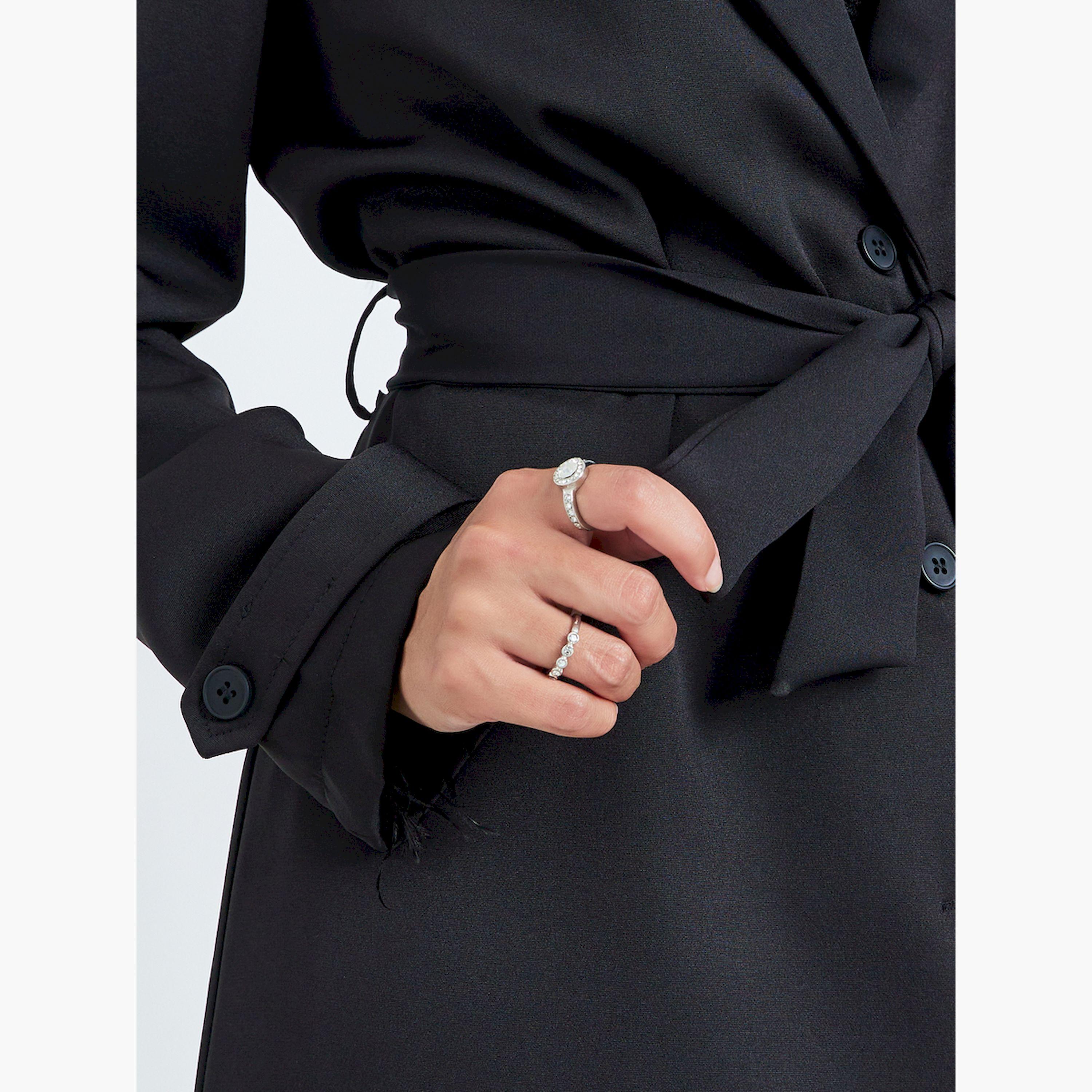 Styli Black Regular Fit Belted Tailored Kimono-women-clothing-coatsandjackets-coats-image-6