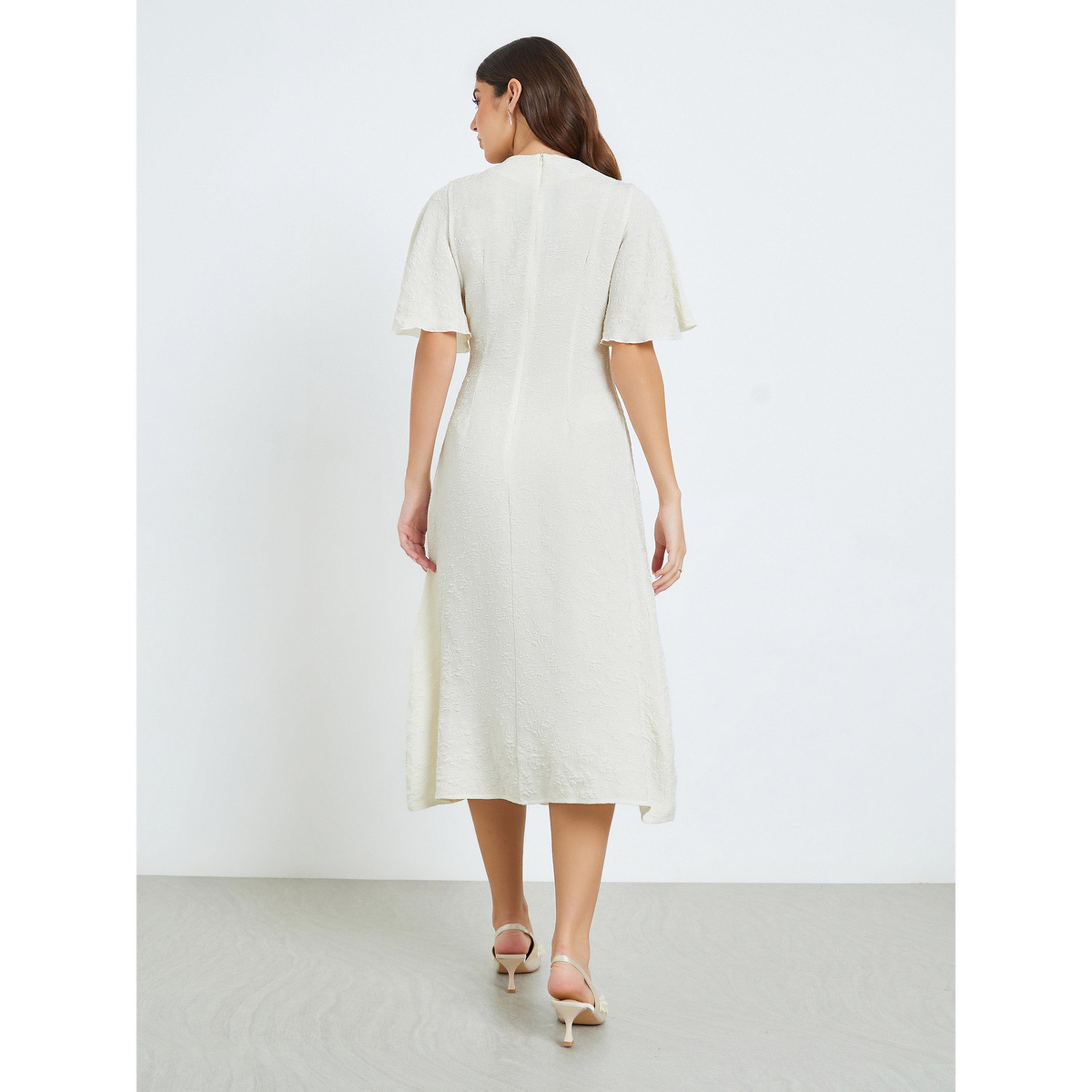 Styli Women Cream Embellished Bell Sleeve A-Line Midi Dress-women-clothing-dresses-image-4