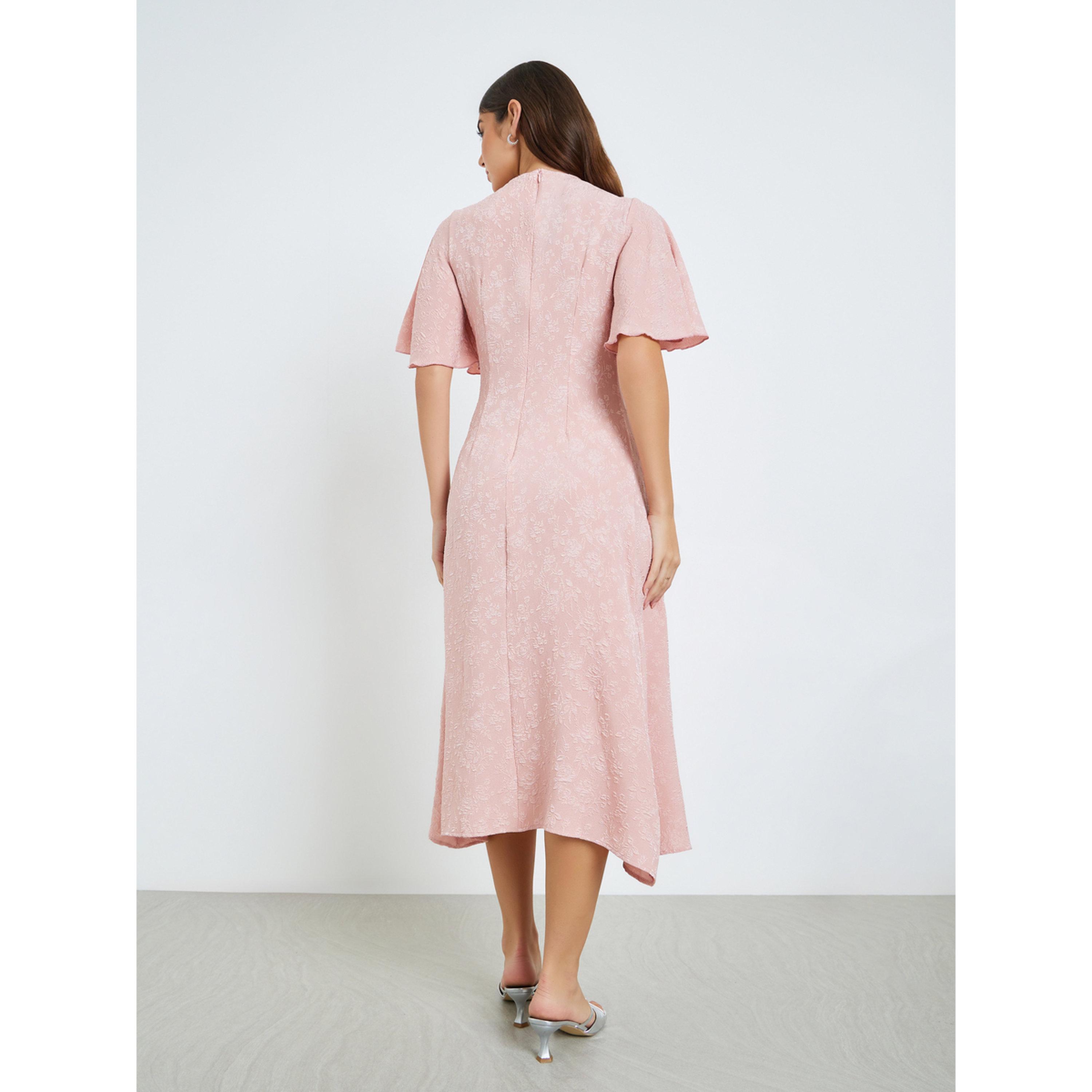 فستان ميدي وردي مزين بأكمام جرس-women-clothing-dresses-image-4