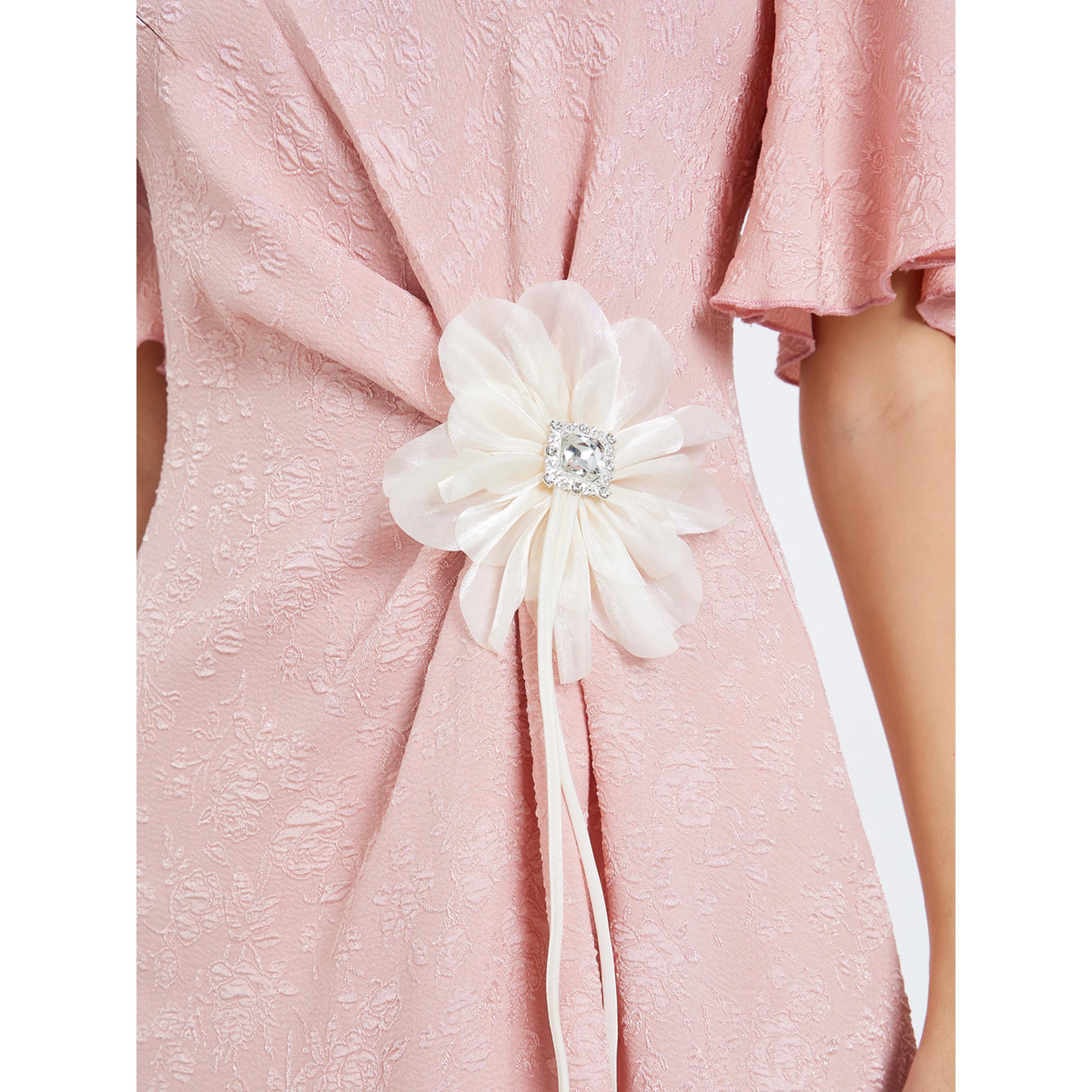 فستان ميدي وردي مزين بأكمام جرس-women-clothing-dresses-image-5