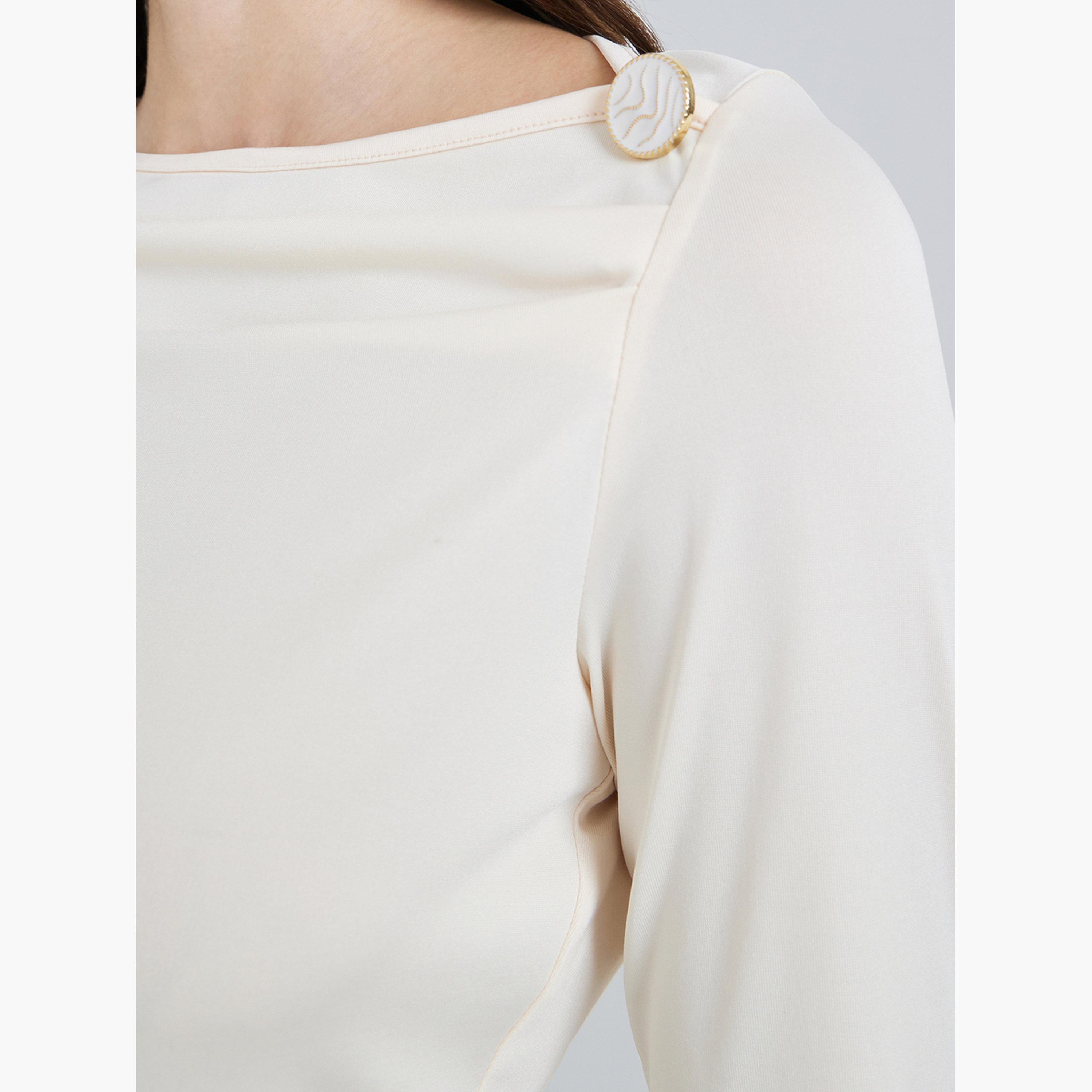 بلوزة بتفاصيل محبوكة بياقة غير متماثلة-women-clothing-shirtsandblouses-blouses-image-4