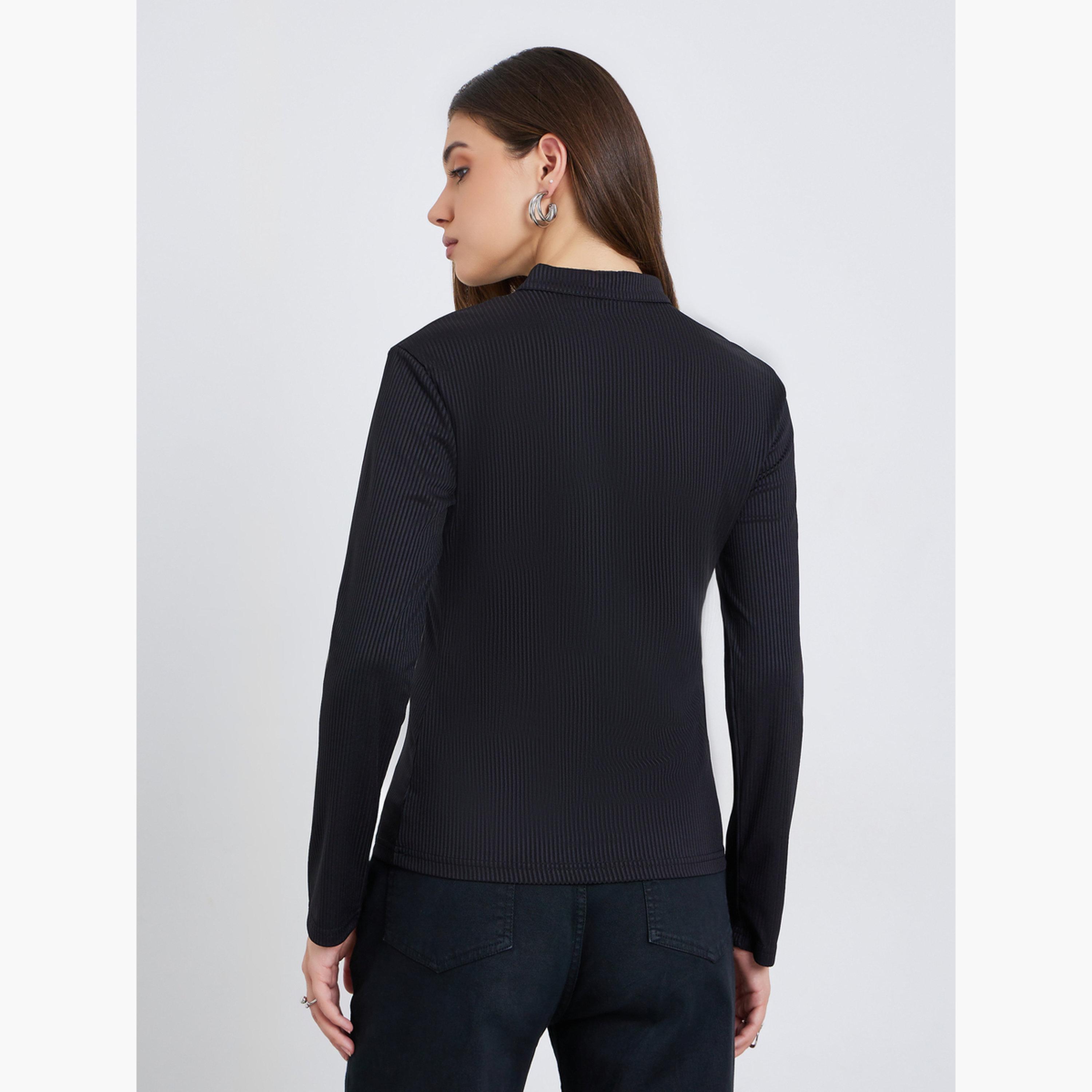 بلوزة محبوكة بياقة ماندارين-women-clothing-tshirts-image-5
