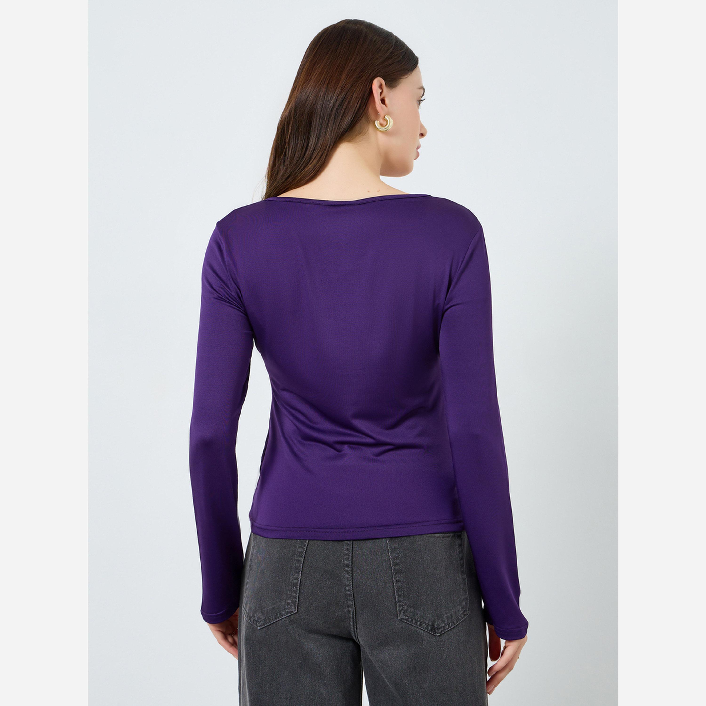 Styli Asymmetrical neckline knit top with trim-women-clothing-shirtsandblouses-blouses-image-4