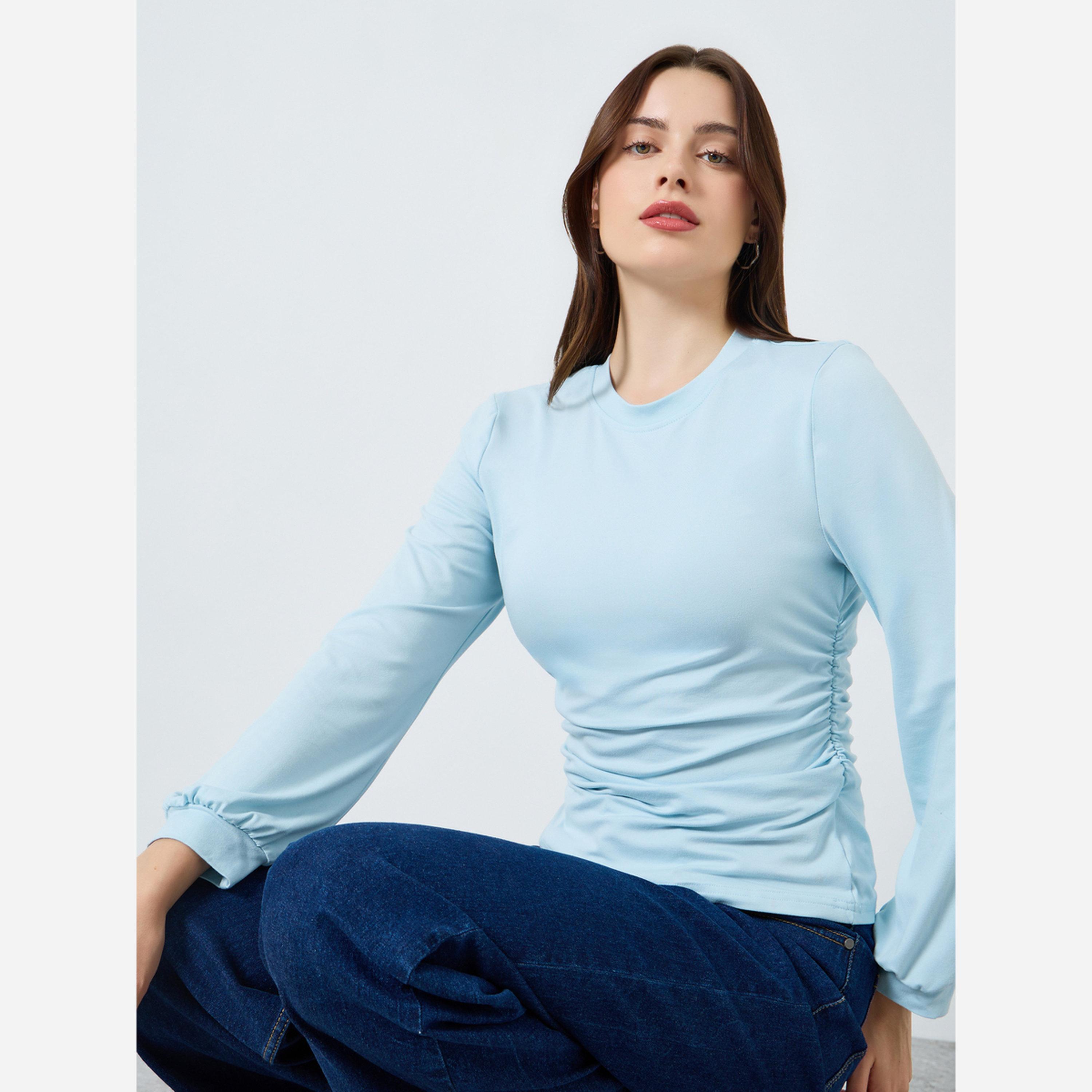 ستايلي - تيشيرت سادة بتفاصيل مطوية-women-clothing-shirtsandblouses-blouses-image-3