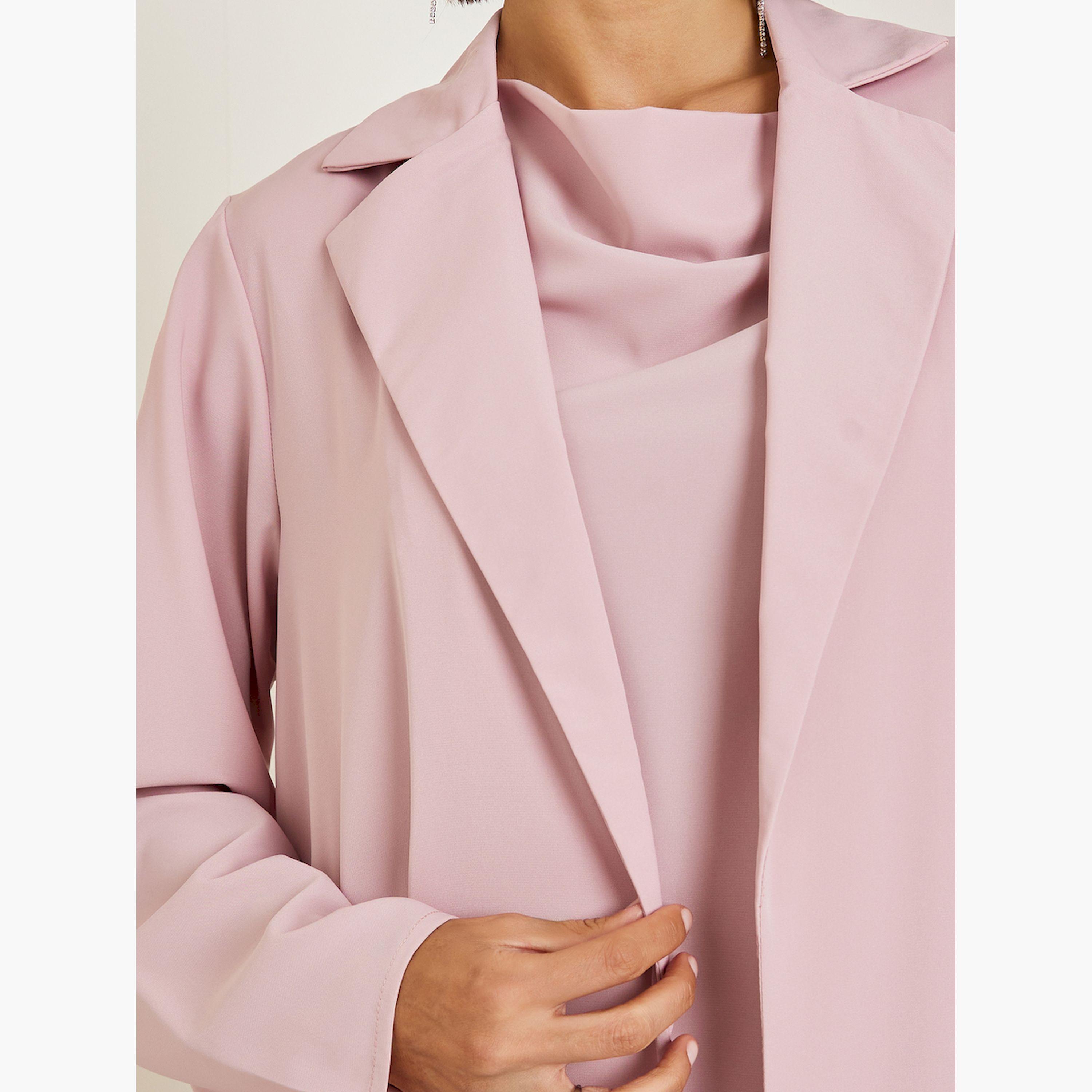 طقم محتشم عباية جاكار بياقة مطوية وفستان بياقة منسدلة-women-arabicclothing-sets-image-6
