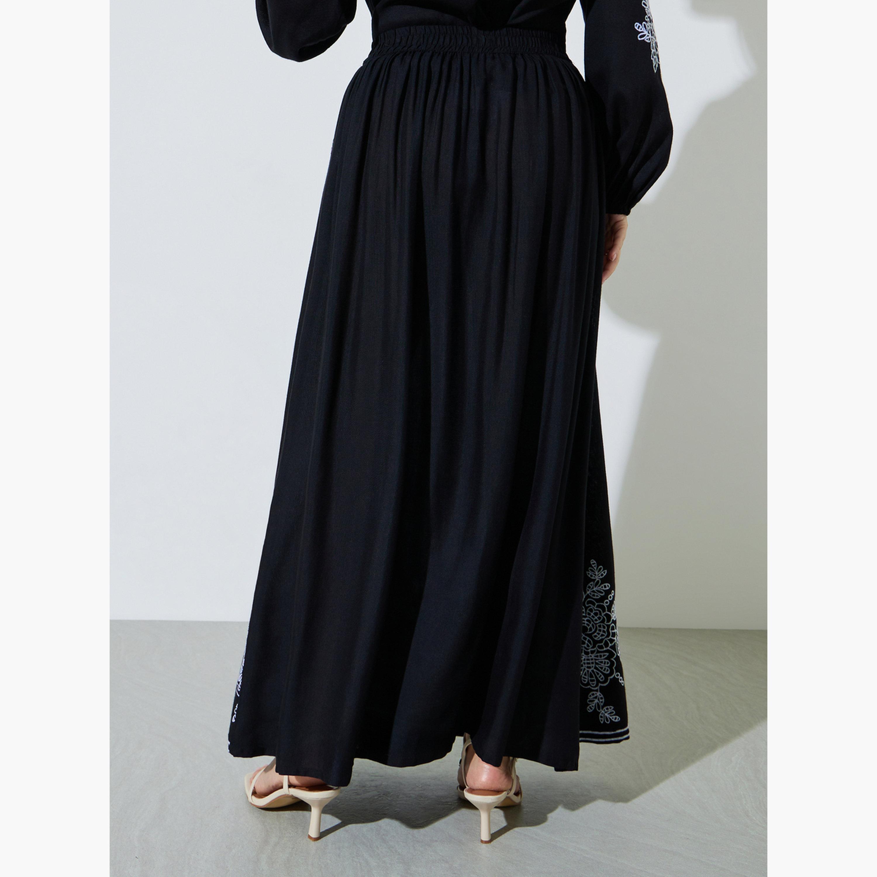 تنورة طويلة بحافة واسعة وحافة مطرزة-women-clothing-skirts-image-4